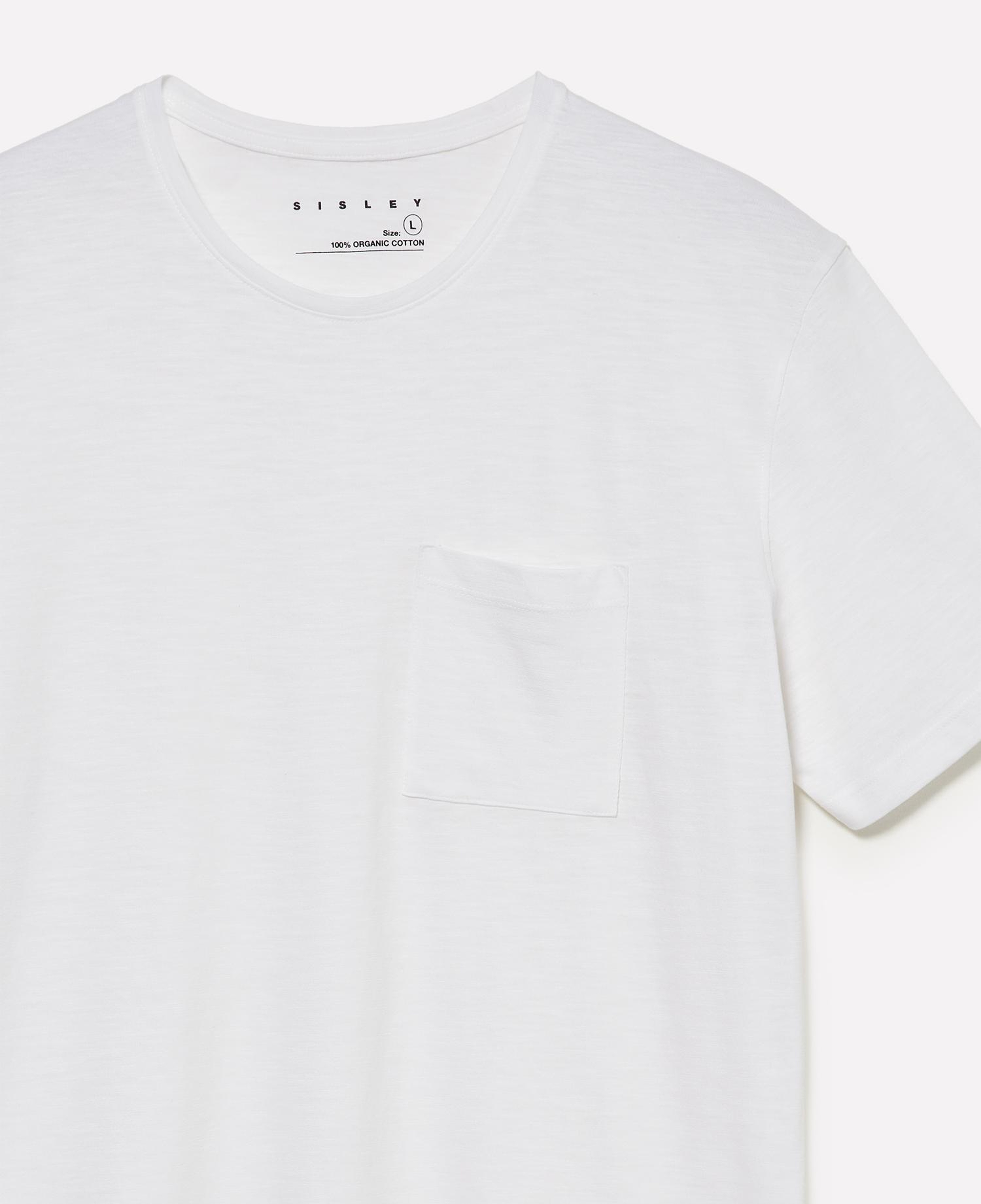 Erkek Beyaz  %100 Pamuk Kısa Kollu Cepli Bisiklet Yaka T-Shirt