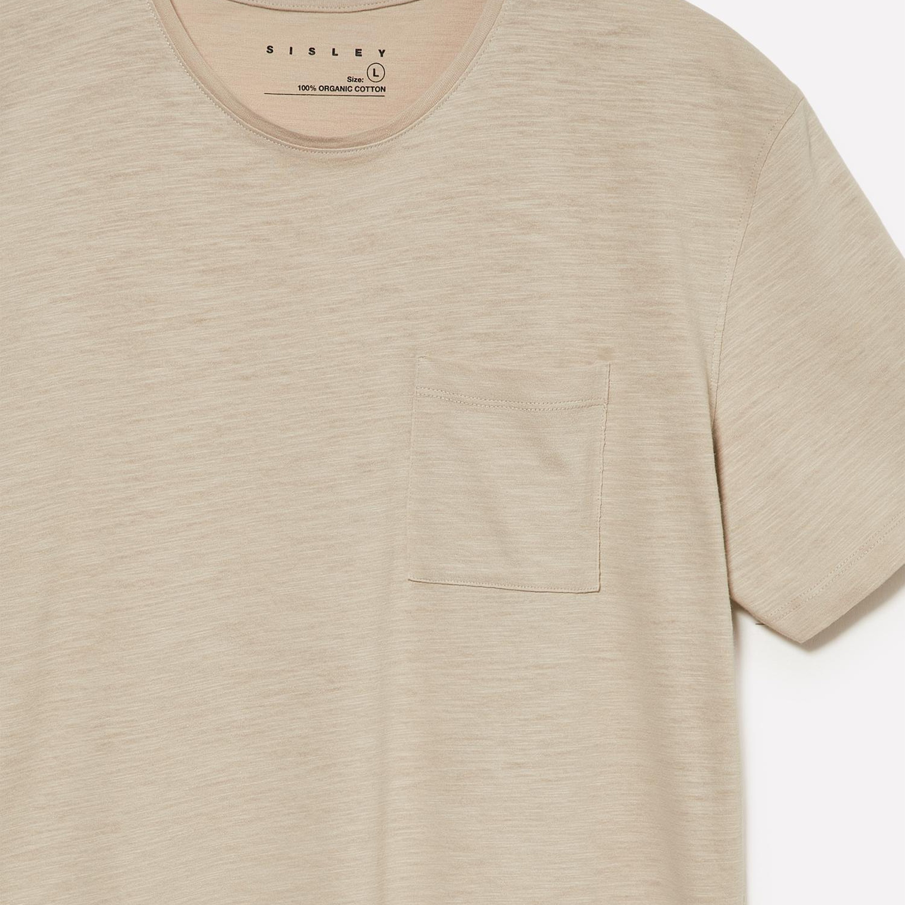 Erkek Taş  %100 Pamuk Kısa Kollu Cepli Bisiklet Yaka T-Shirt