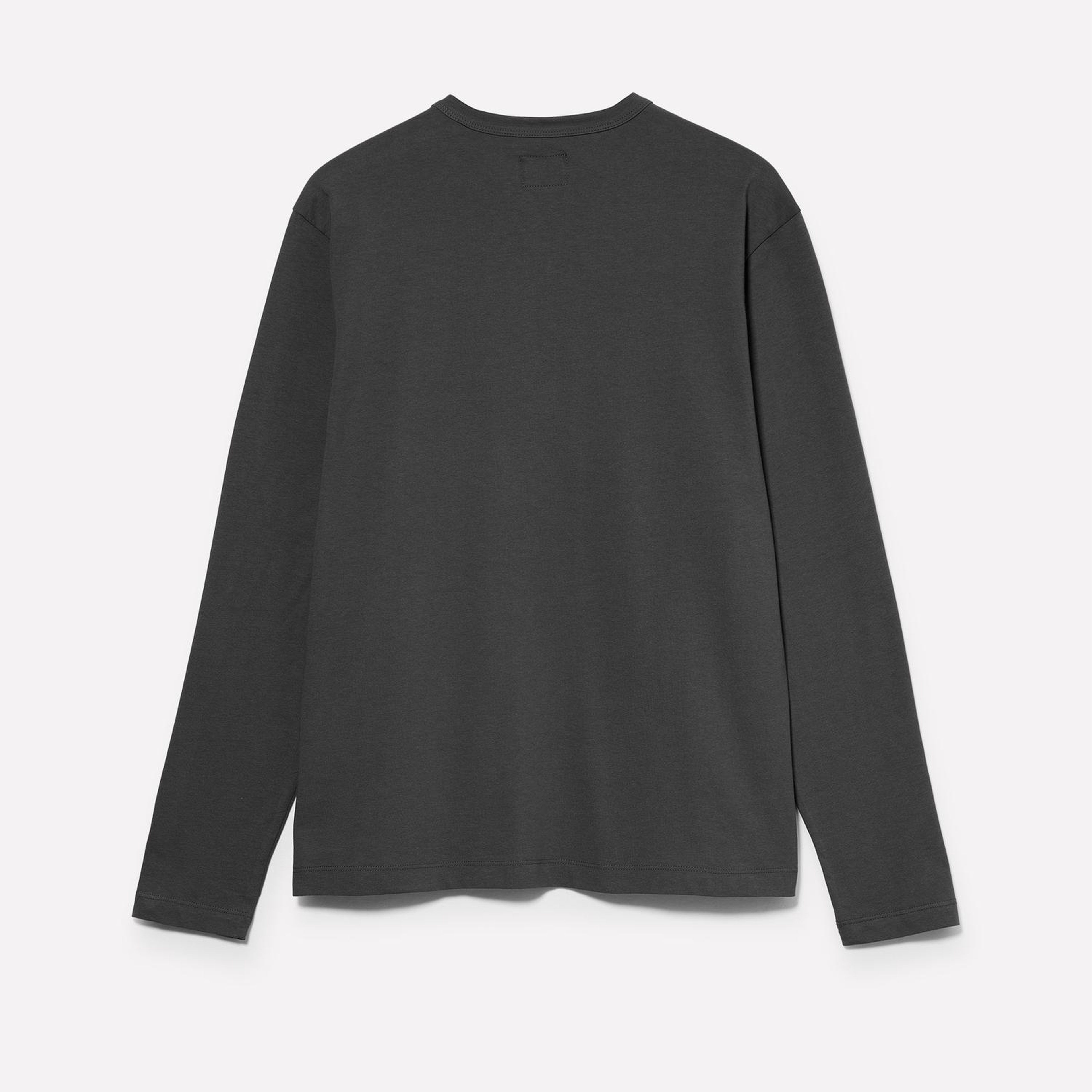 Erkek Siyah %100 Pamuk Regular Fit Henley Yaka Uzun Kollu T-Shirt