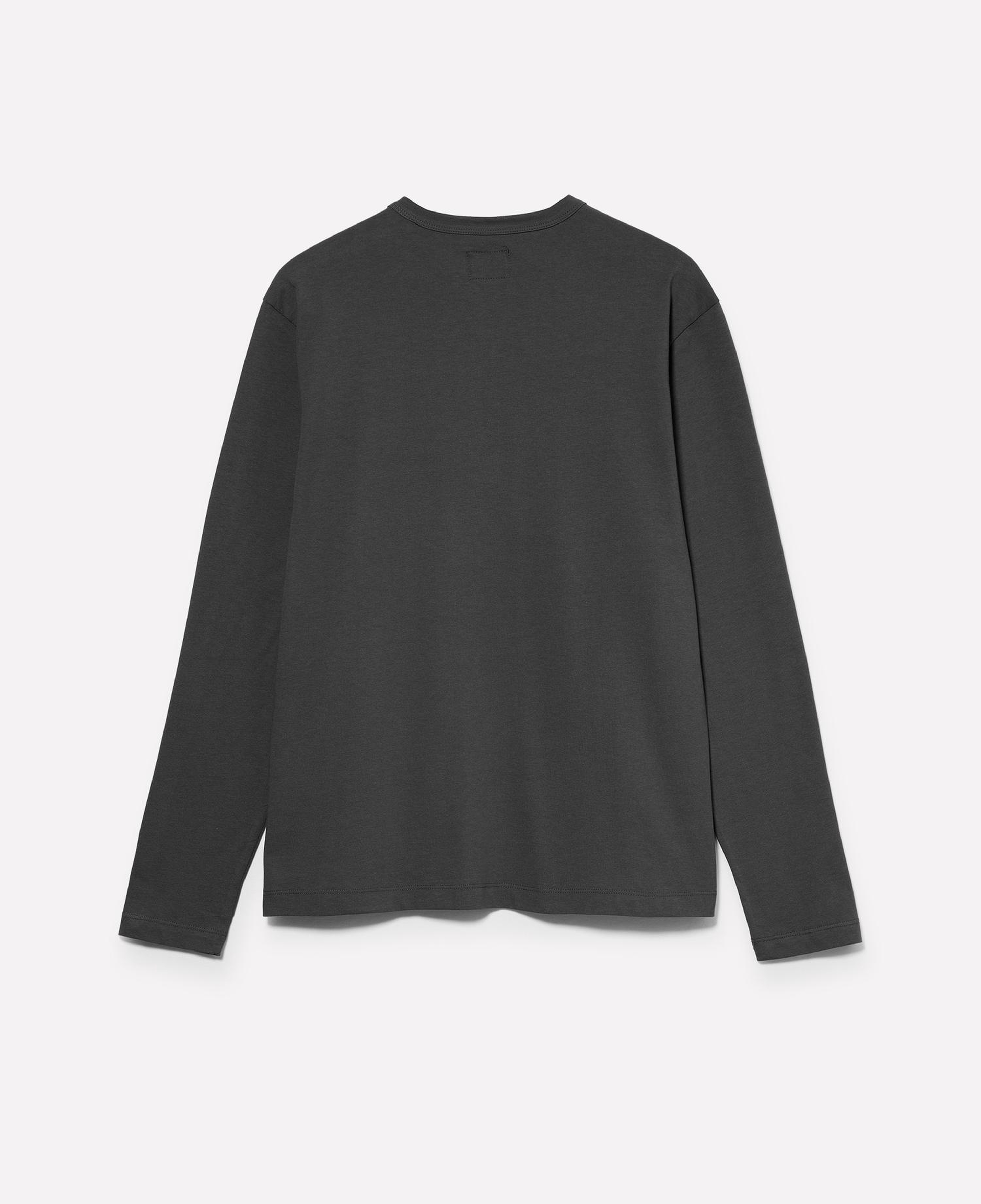 Erkek Siyah %100 Pamuk Regular Fit Henley Yaka Uzun Kollu T-Shirt
