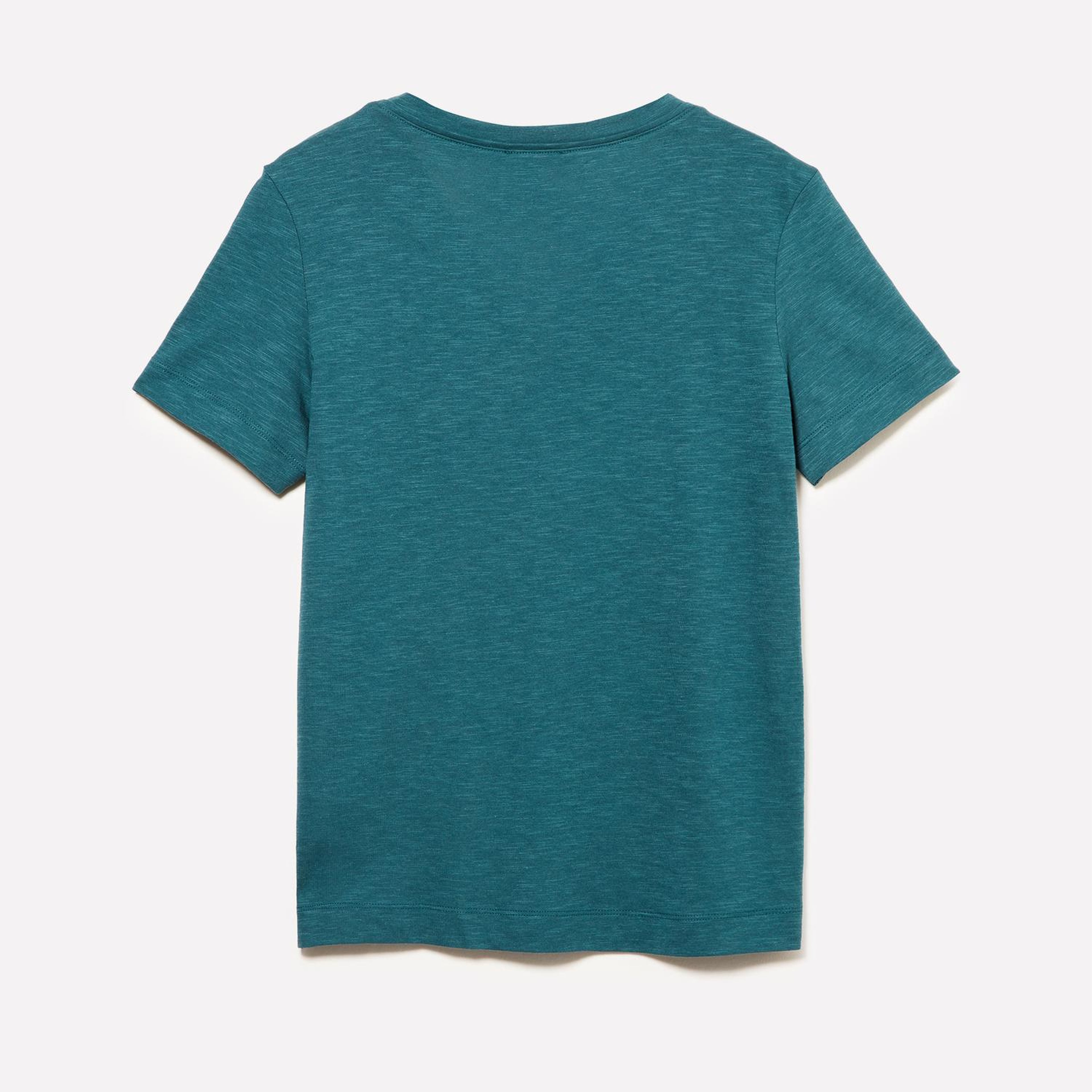 Kadın Petrol Yeşili Pamuk ve Modal Karışımlı V Yaka T-Shirt