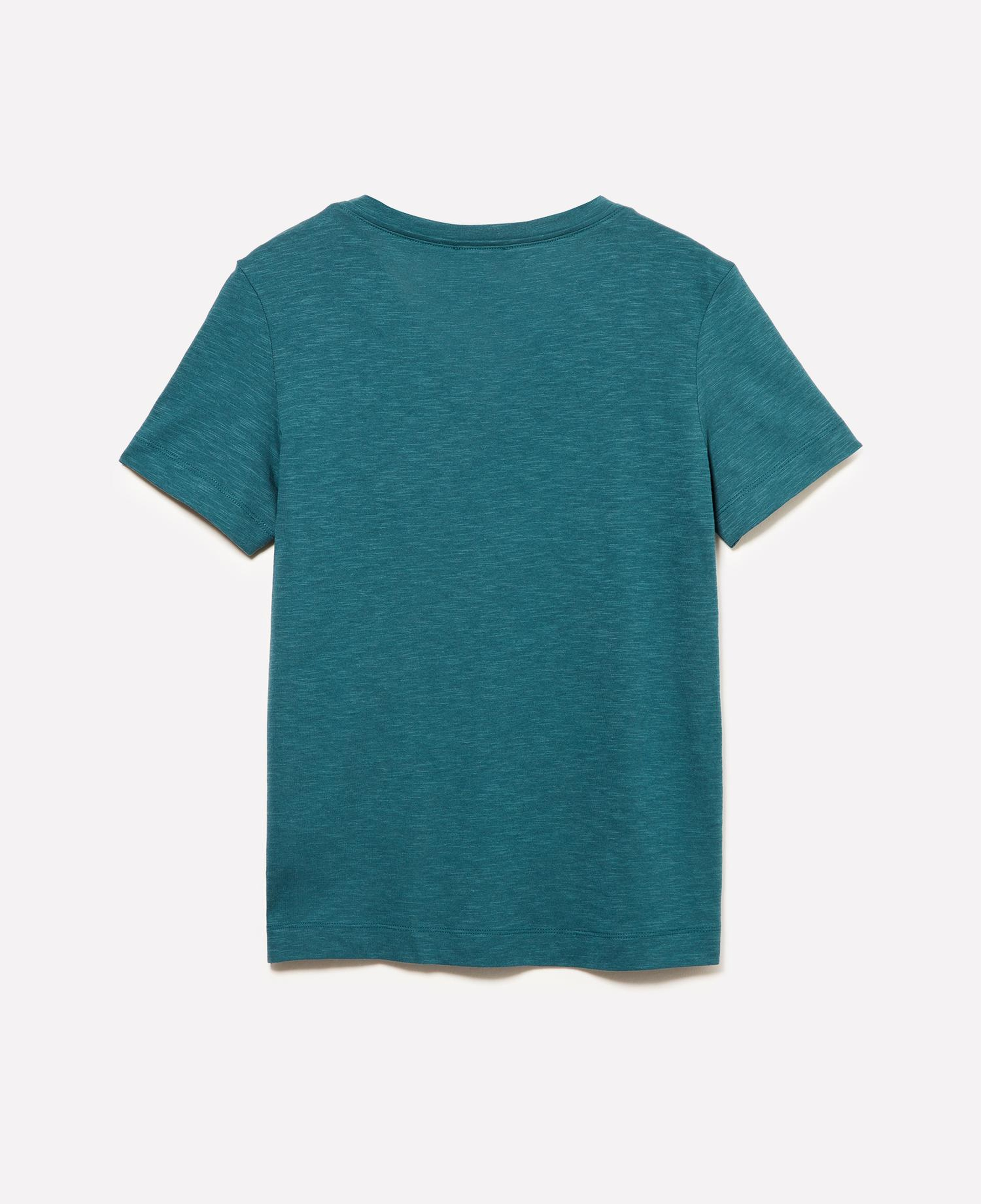 Kadın Petrol Yeşili Pamuk ve Modal Karışımlı V Yaka T-Shirt
