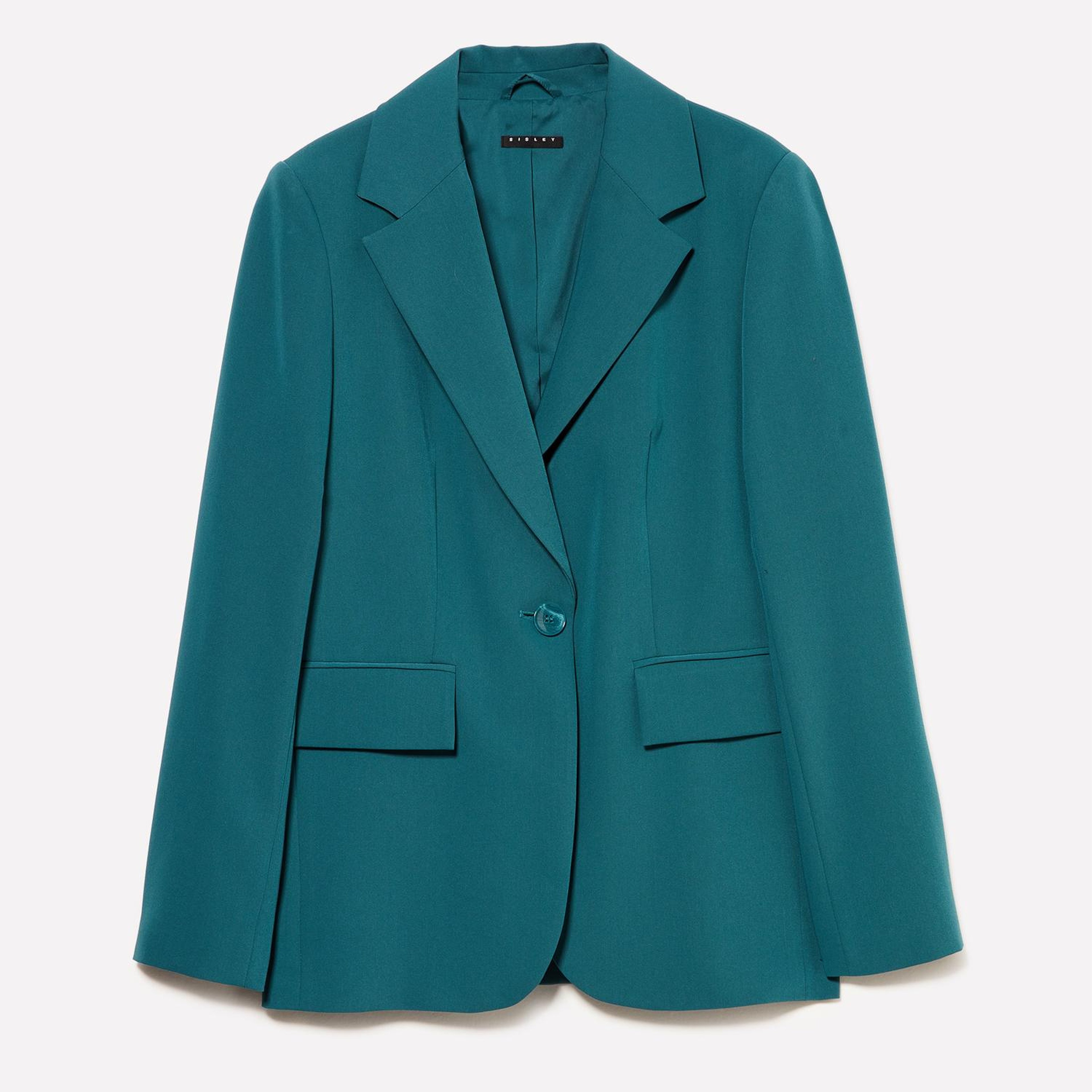 Kadın Petrol Yeşili Streç Viskozlu Tek Düğmeli Regular Fit Blazer Ceket