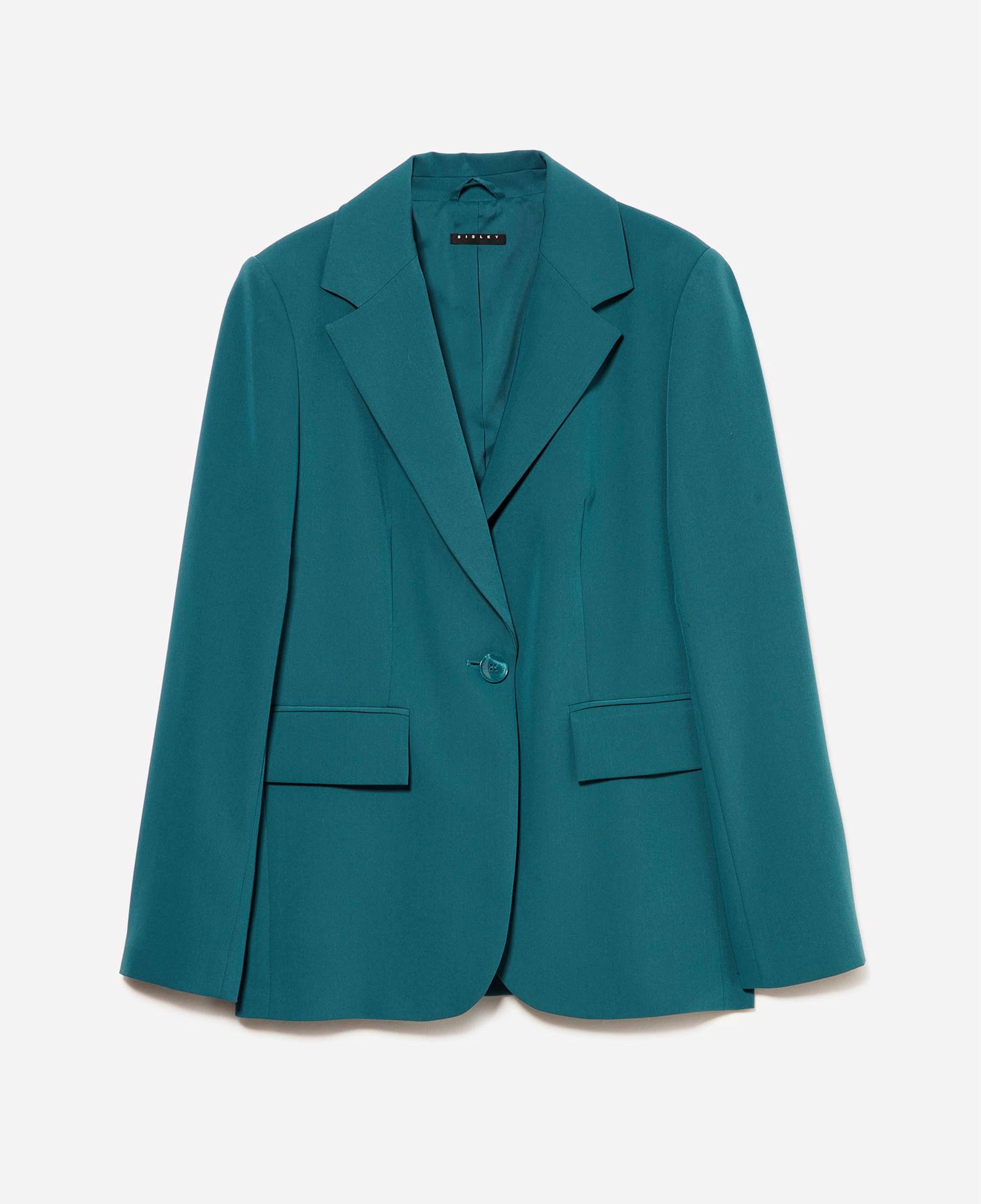 Kadın Petrol Yeşili Streç Viskozlu Tek Düğmeli Regular Fit Blazer Ceket