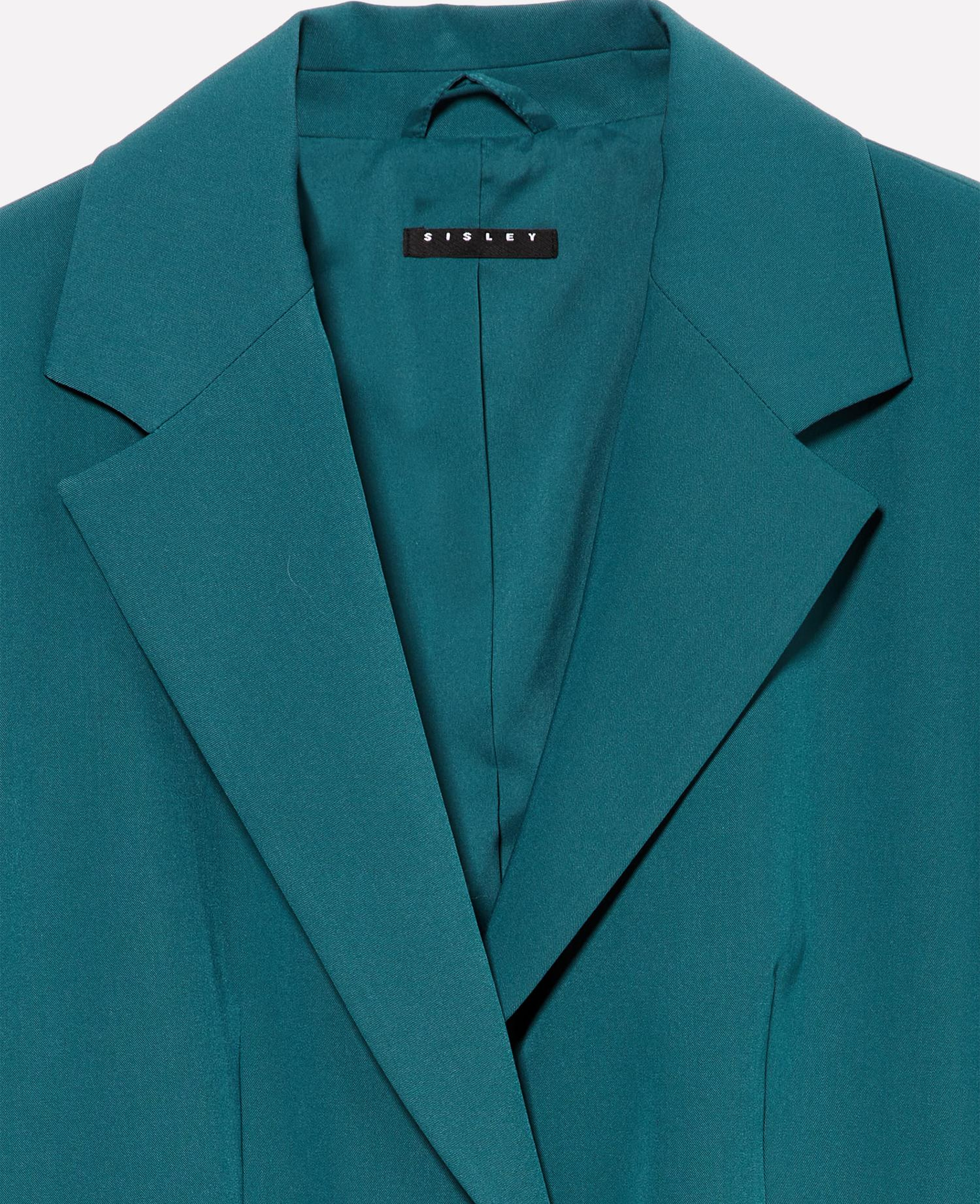 Kadın Petrol Yeşili Streç Viskozlu Tek Düğmeli Regular Fit Blazer Ceket