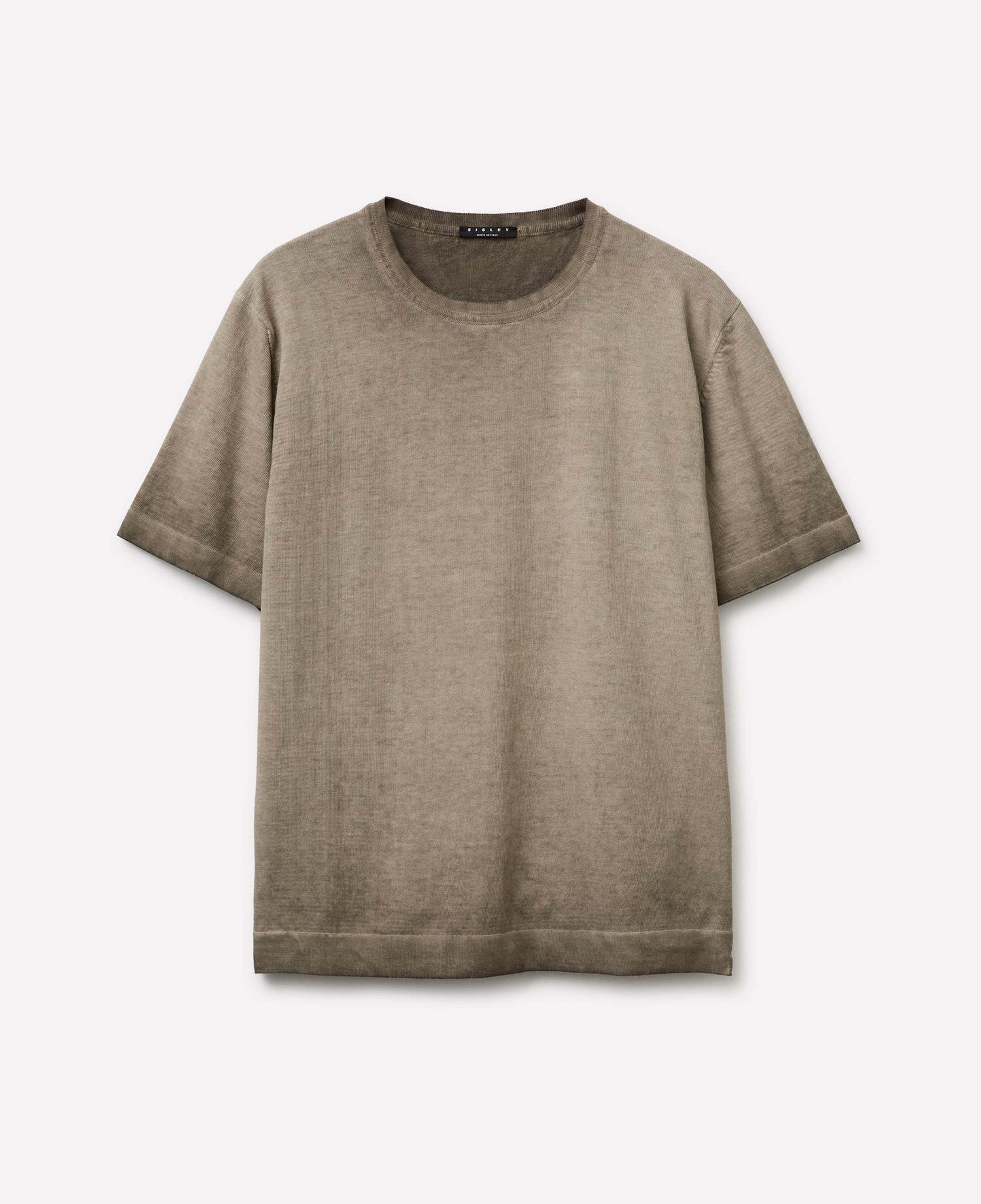 Erkek Yeşil %100 Pamuk Örgü Manşet Detaylı Ribana Yaka T-Shirt
