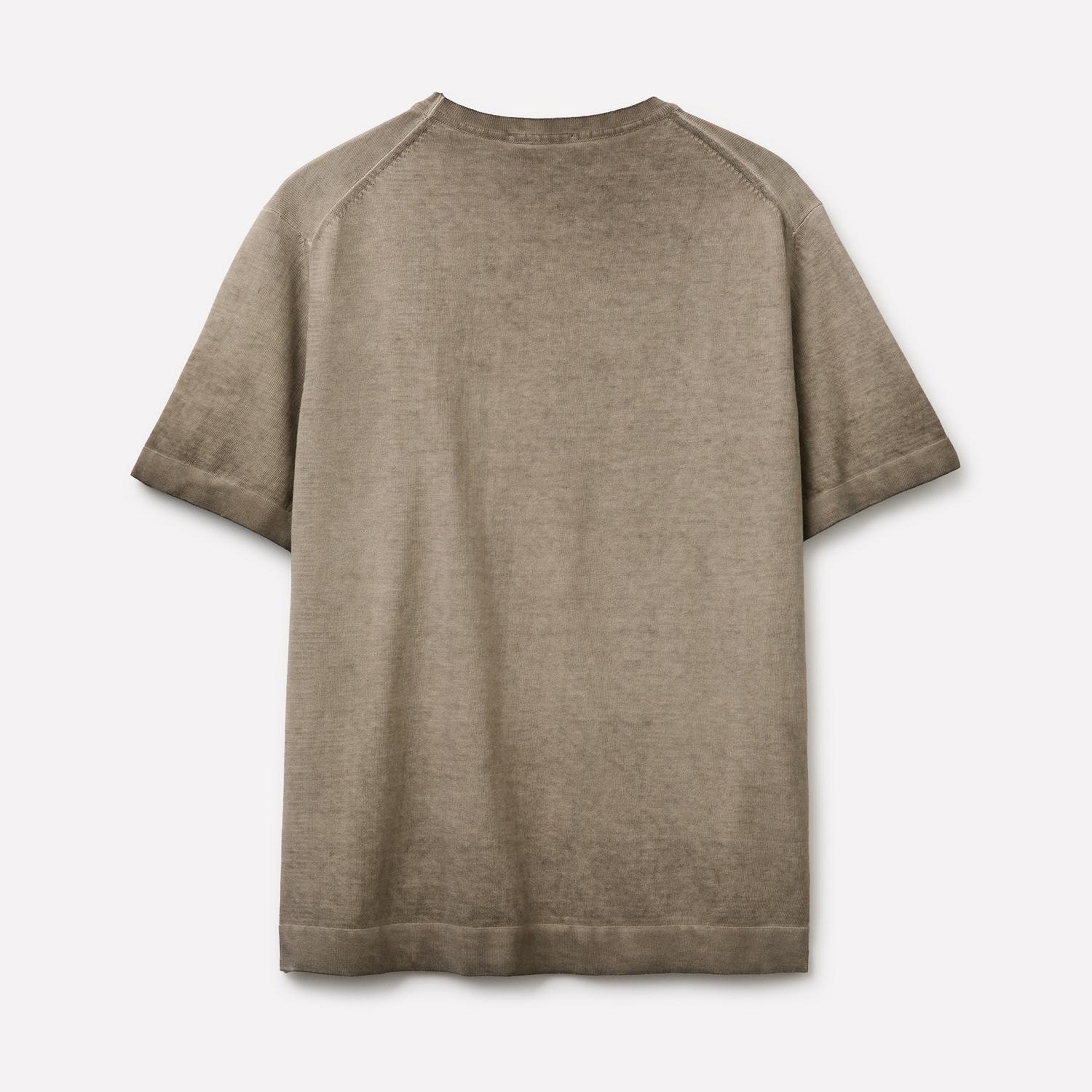 Erkek Yeşil %100 Pamuk Örgü Manşet Detaylı Ribana Yaka T-Shirt