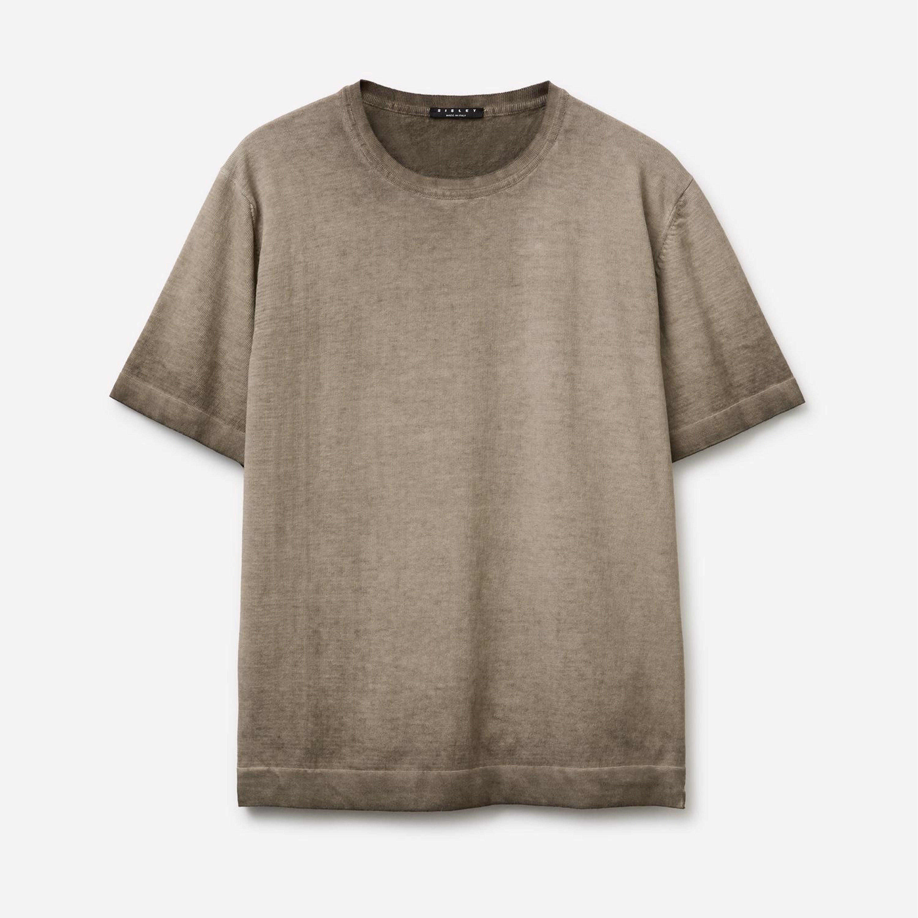 Erkek Yeşil %100 Pamuk Örgü Manşet Detaylı Ribana Yaka T-Shirt