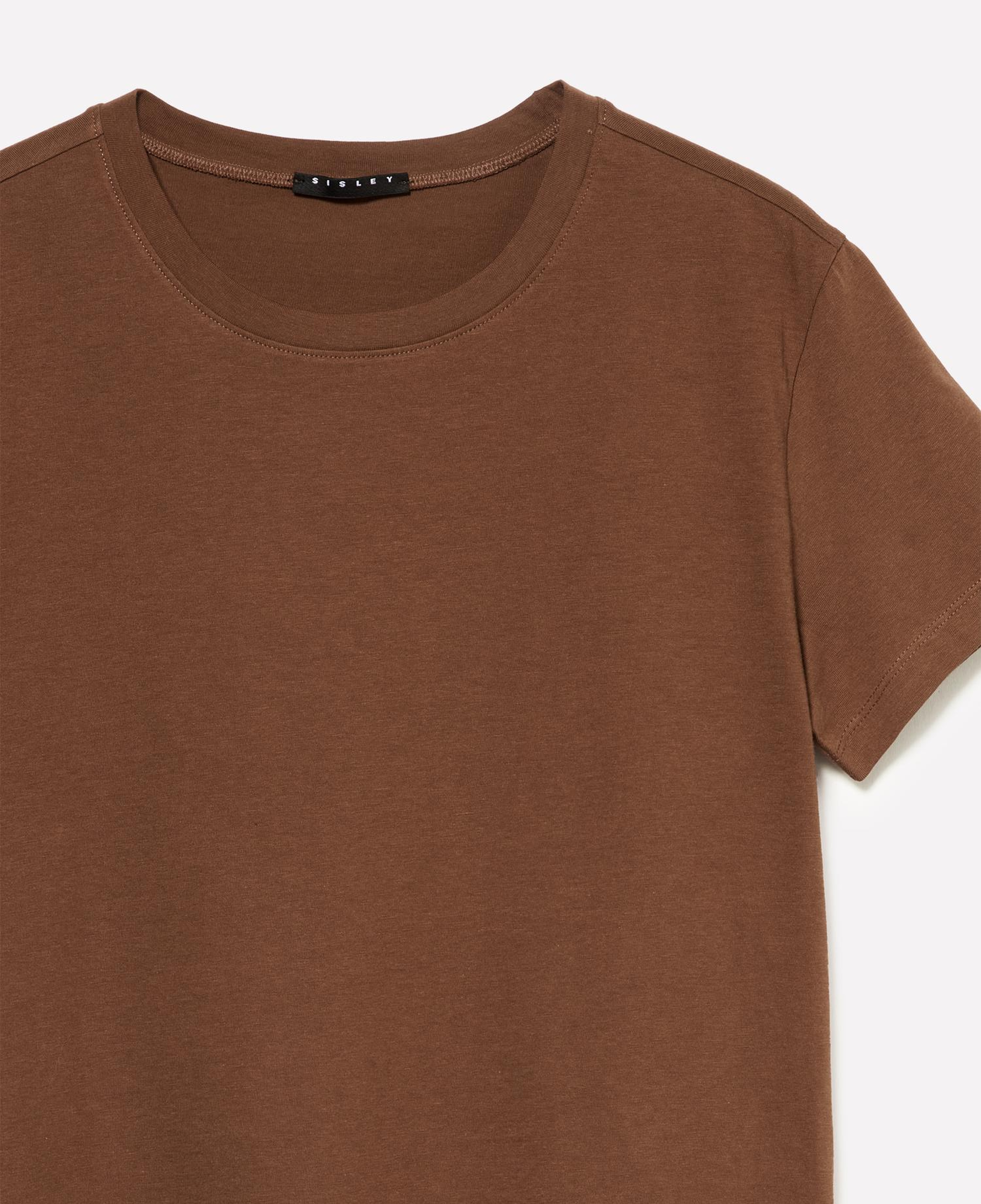 Kadın Kahverengi %100 Pamuk Bisiklet Yakalı T-Shirt