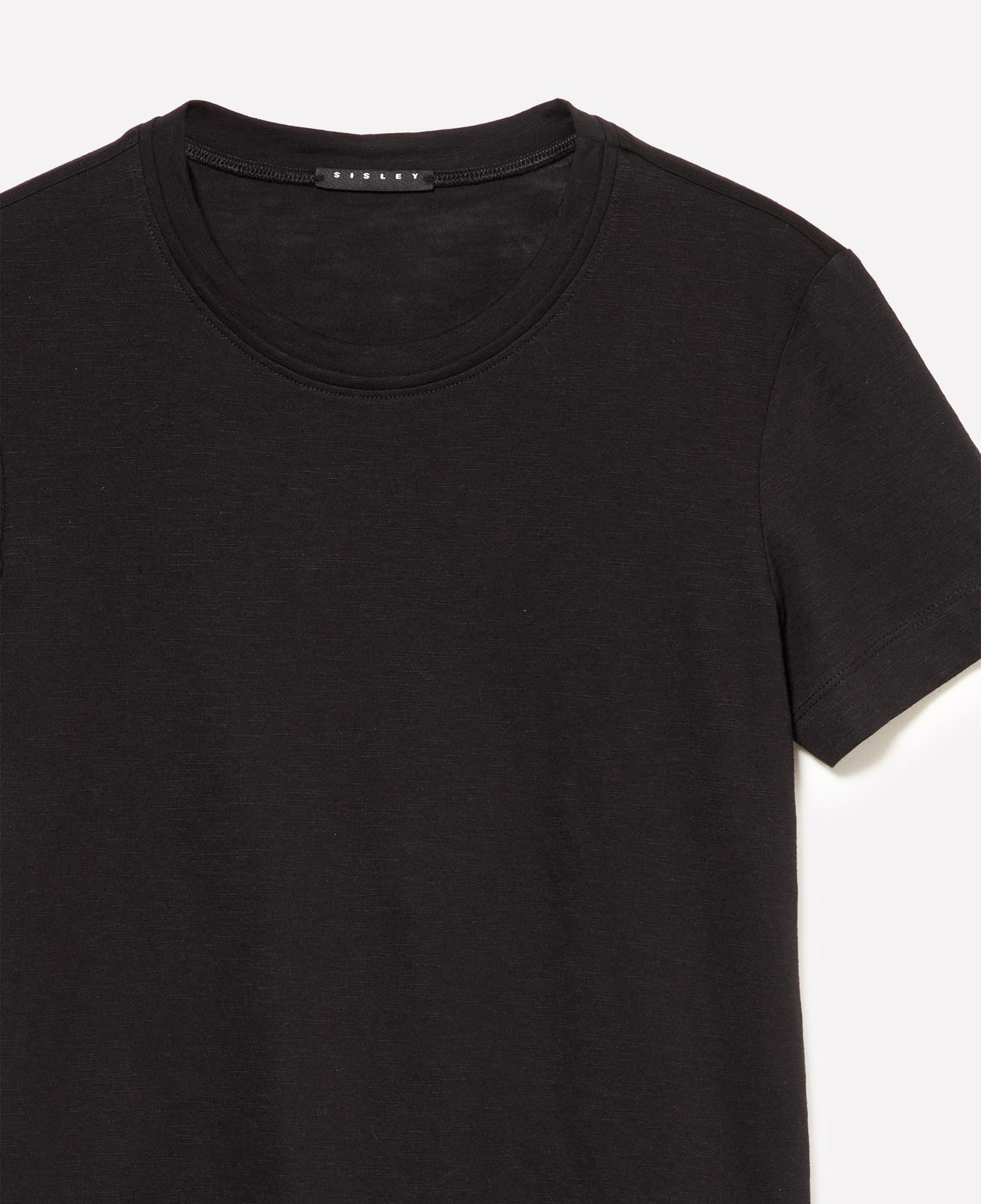 Kadın Siyah Pamuk ve Modal Karışımlı Bisiklet Yaka T-Shirt