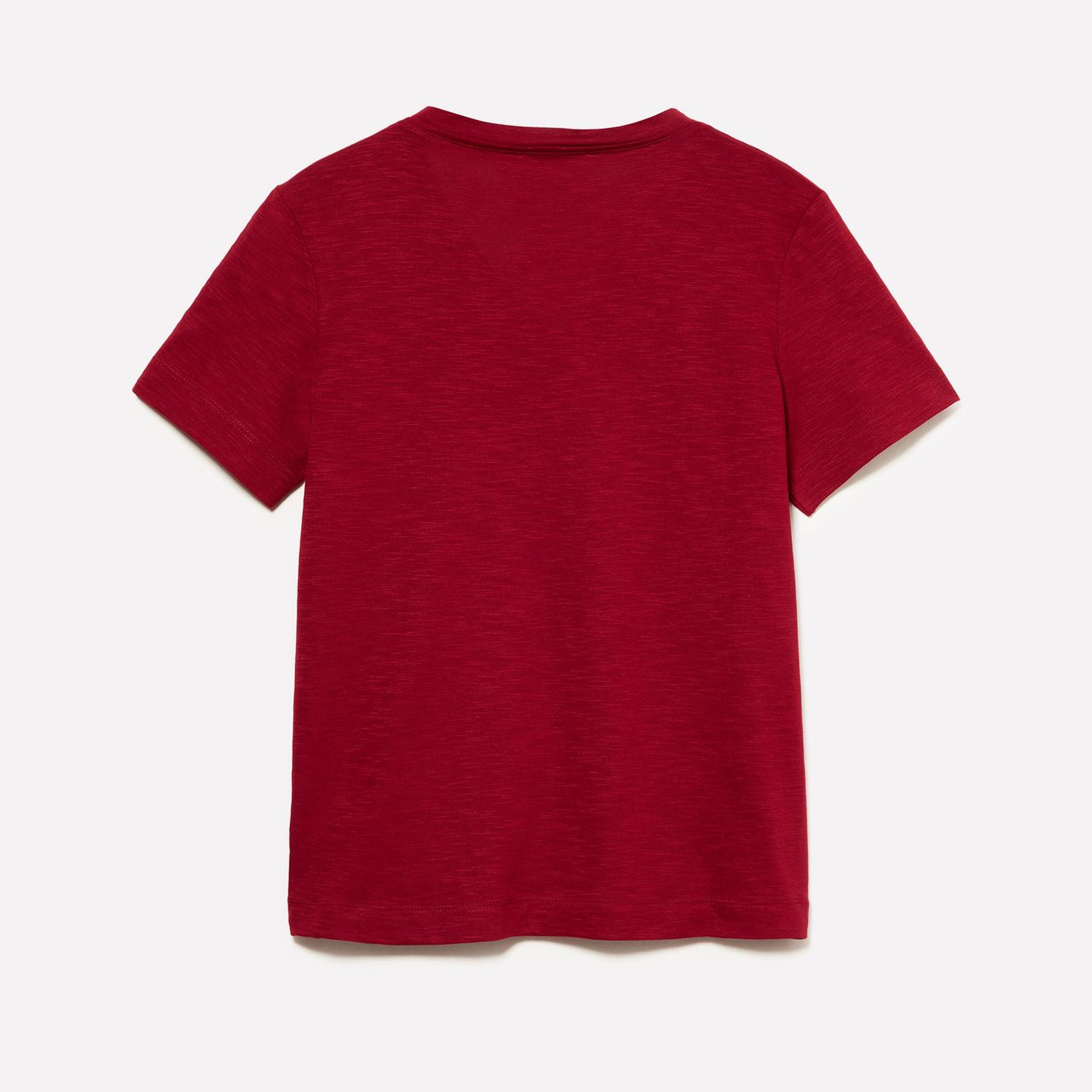 Kadın Bordo Pamuk ve Modal Karışımlı V Yaka T-Shirt