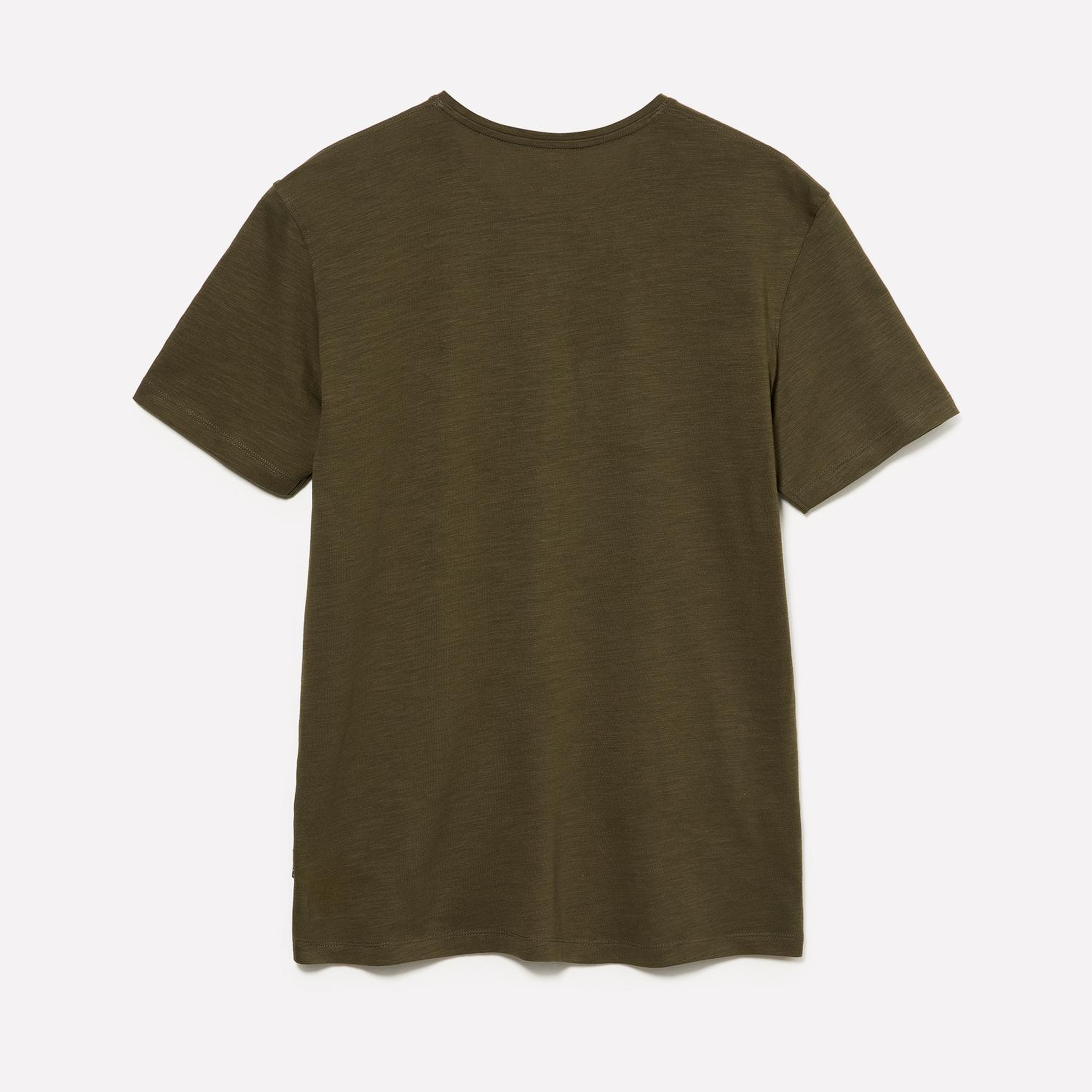 Erkek Haki  %100 Pamuk Kısa Kollu Cepli Bisiklet Yaka T-Shirt