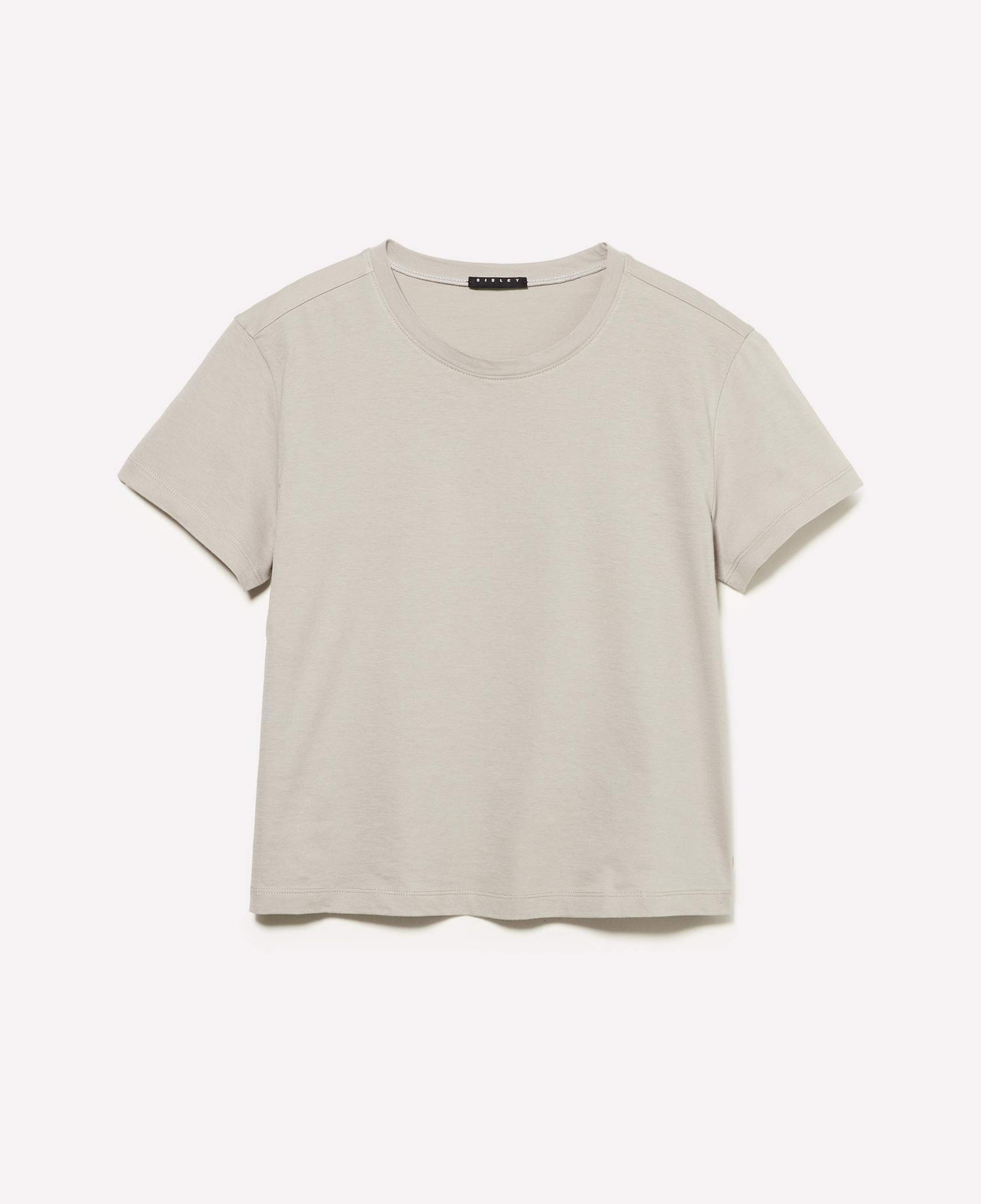 Kadın Açık  Gri %100 Pamuk Bisiklet Yakalı T-Shirt