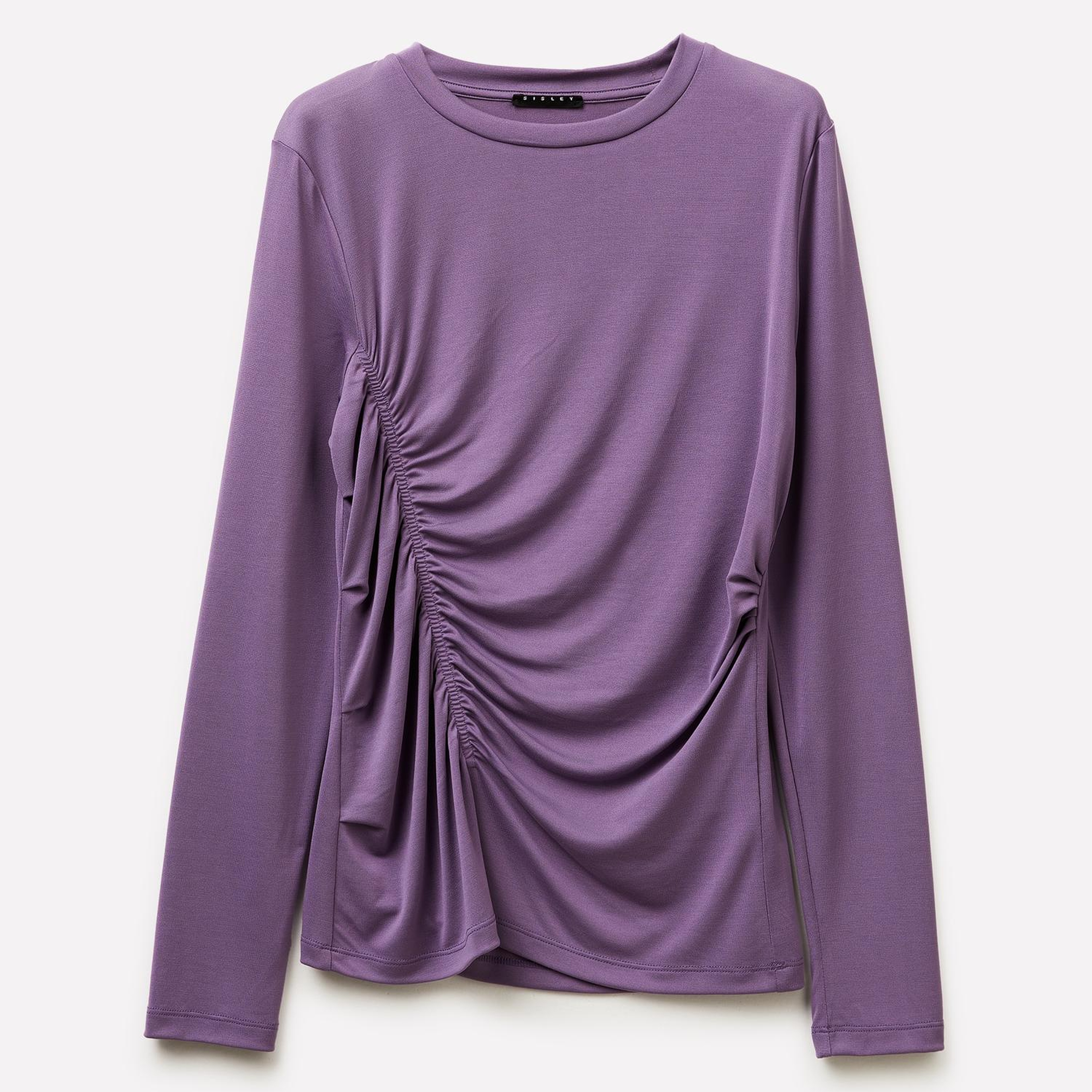 Kadın Mor Modal Karışımlı Önü Büzgü Detaylı Bisiklet Yaka Sweatshirt