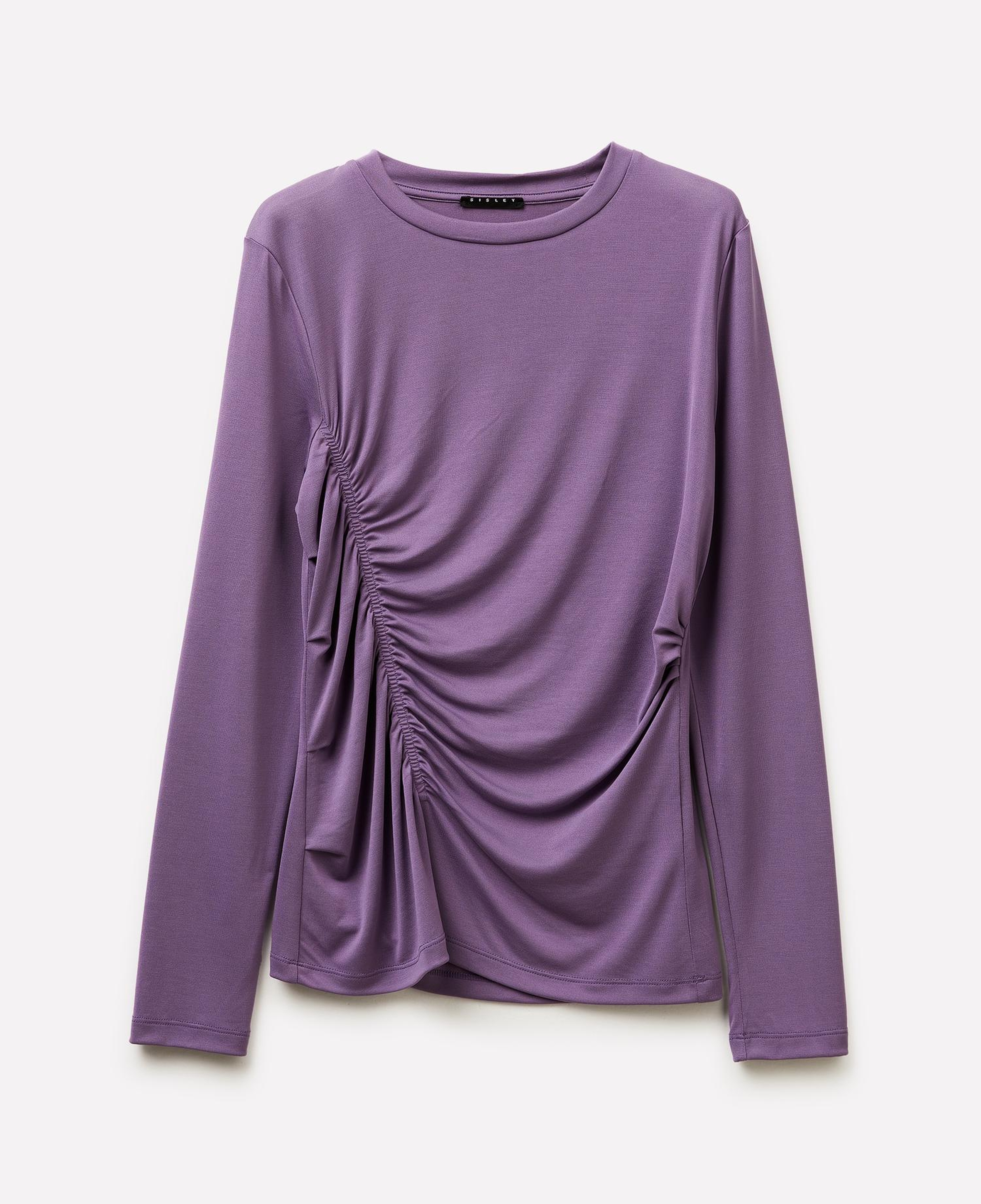 Kadın Mor Modal Karışımlı Önü Büzgü Detaylı Bisiklet Yaka Sweatshirt