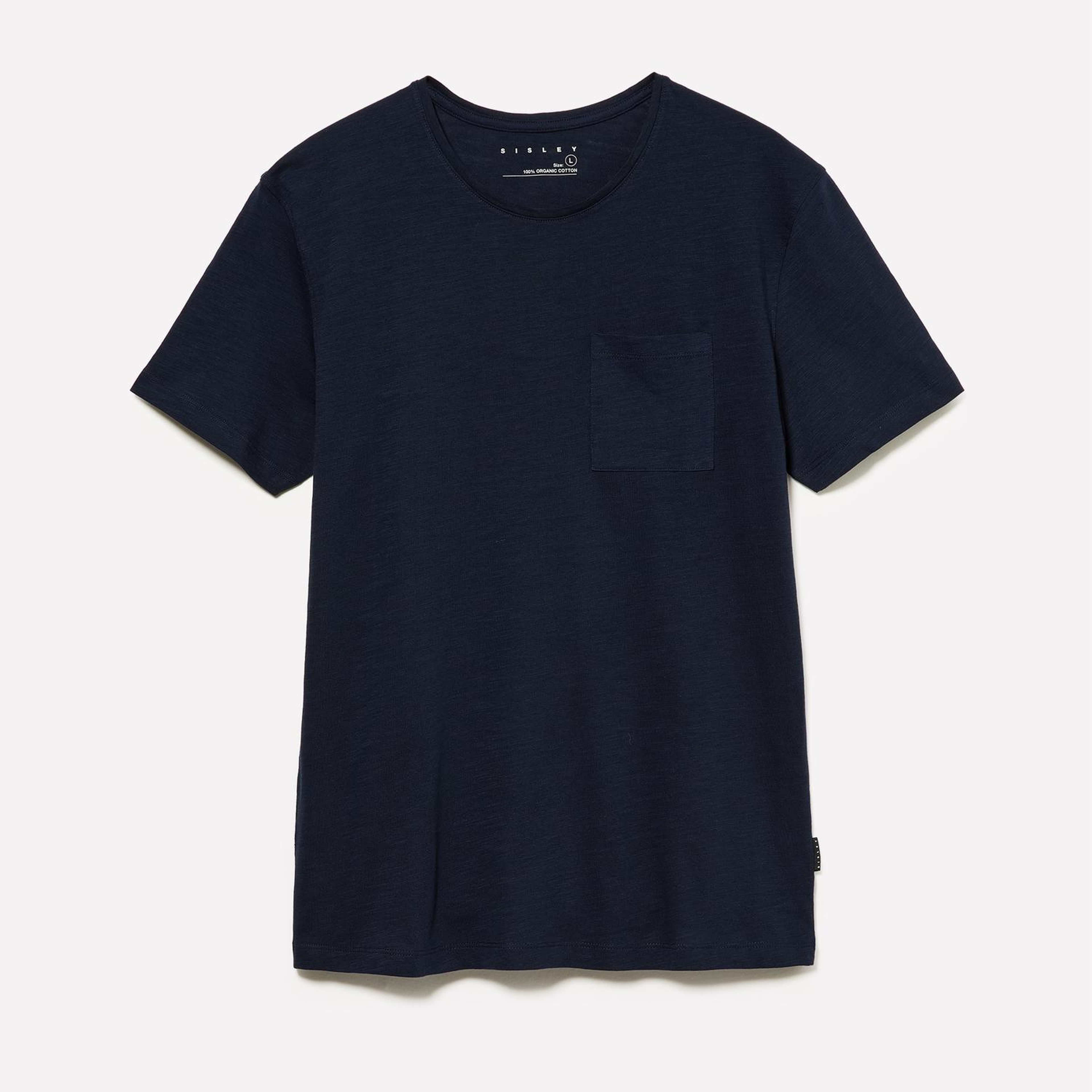 Erkek Lacivert  %100 Pamuk Kısa Kollu Cepli Bisiklet Yaka T-Shirt