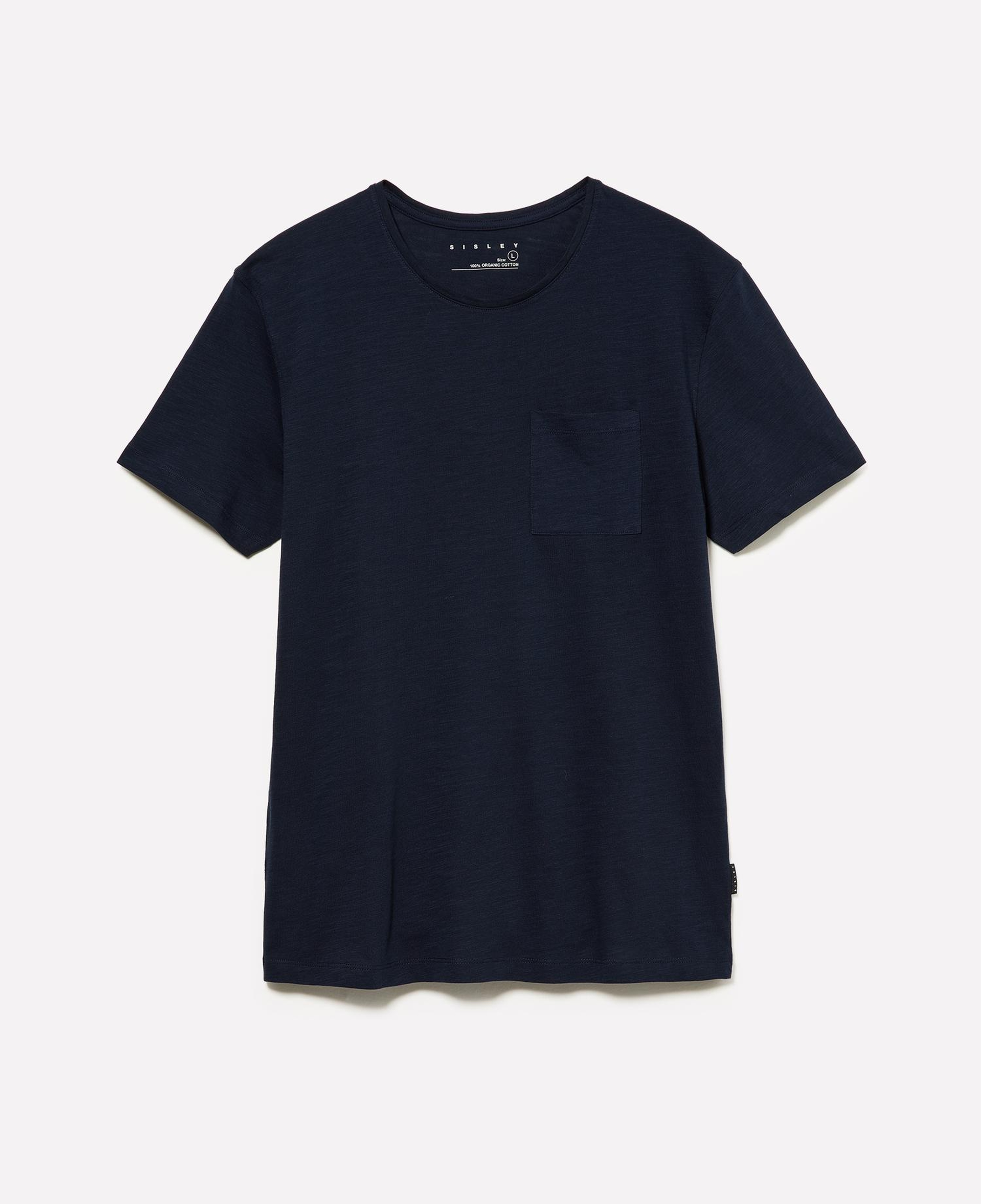 Erkek Lacivert %100 Pamuk Kısa Kollu Cepli Bisiklet Yaka T-Shirt