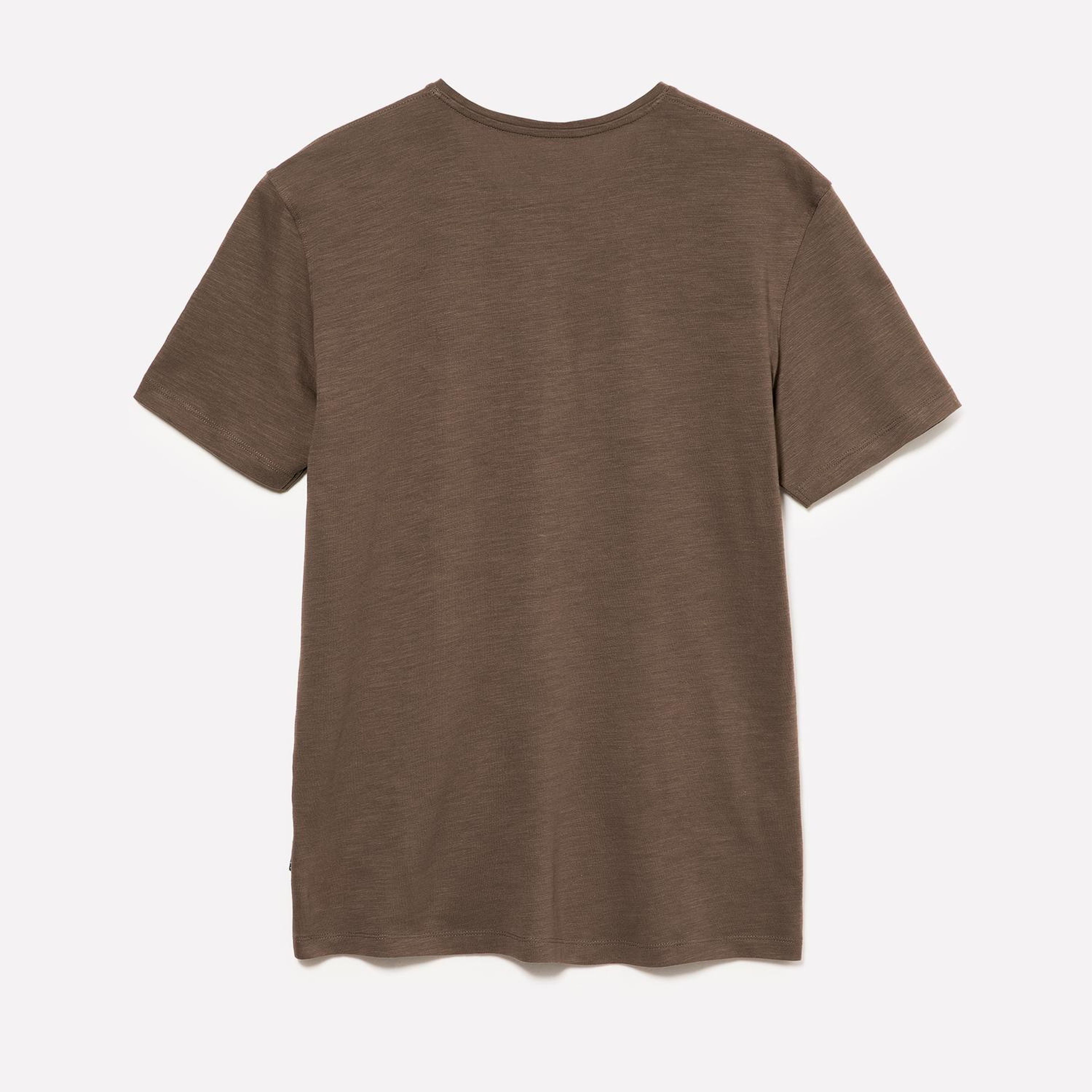 Erkek Kahverengi  %100 Pamuk Kısa Kollu Cepli Bisiklet Yaka T-Shirt
