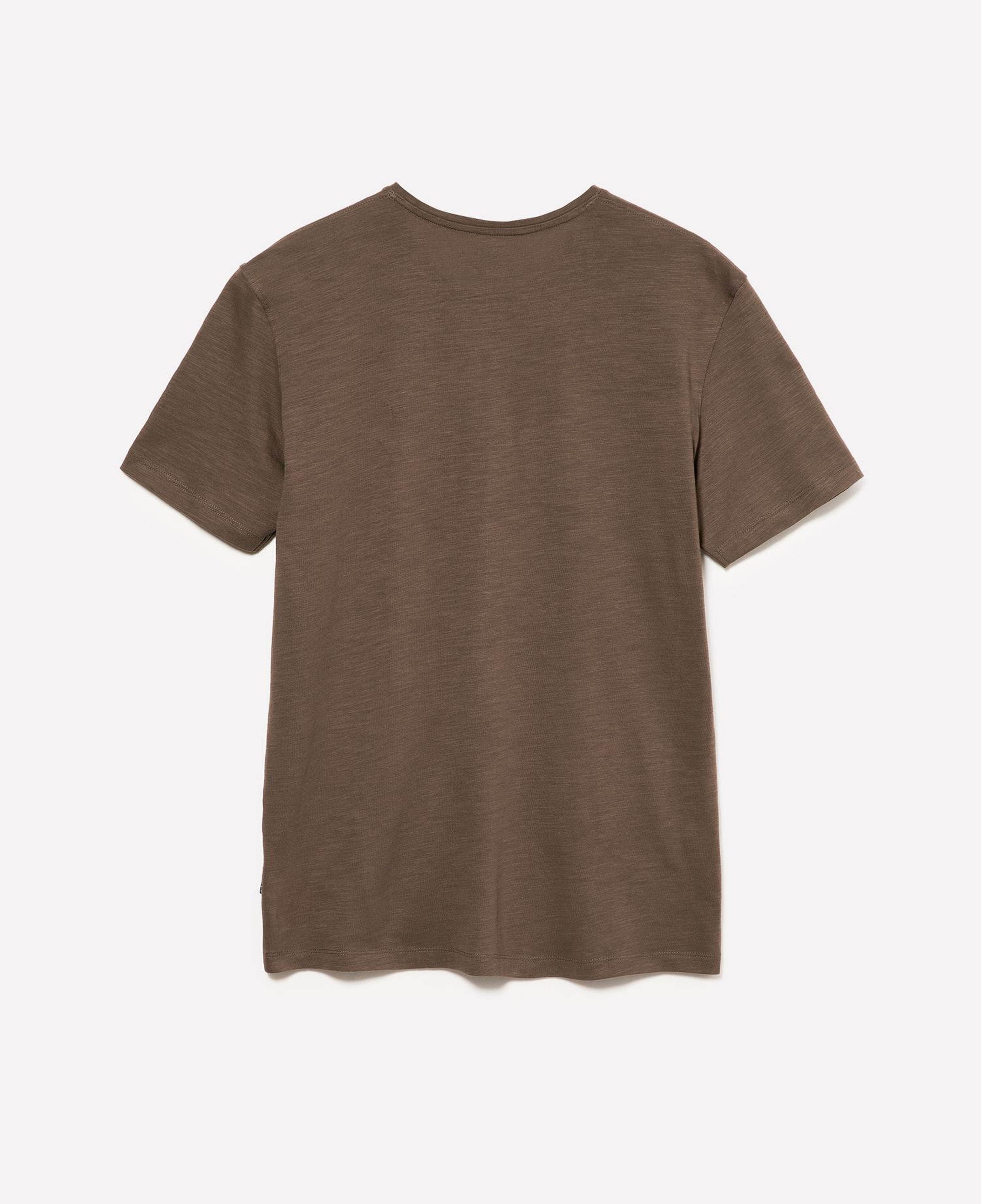 Erkek Kahverengi %100 Pamuk Kısa Kollu Cepli Bisiklet Yaka T-Shirt
