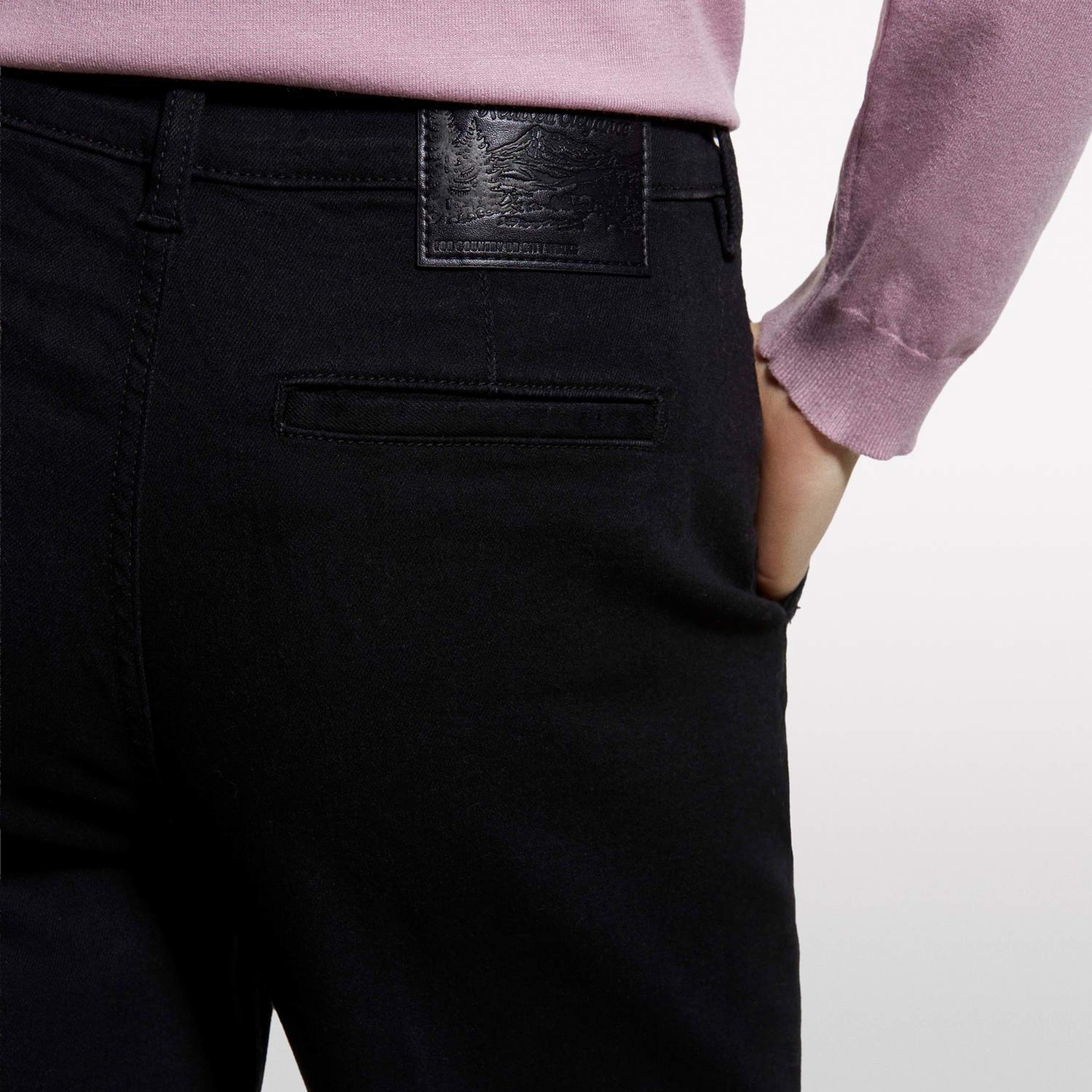 Kadın Siyah Pamuk Karışımlı Normal Bel Denim Chino Pantolon
