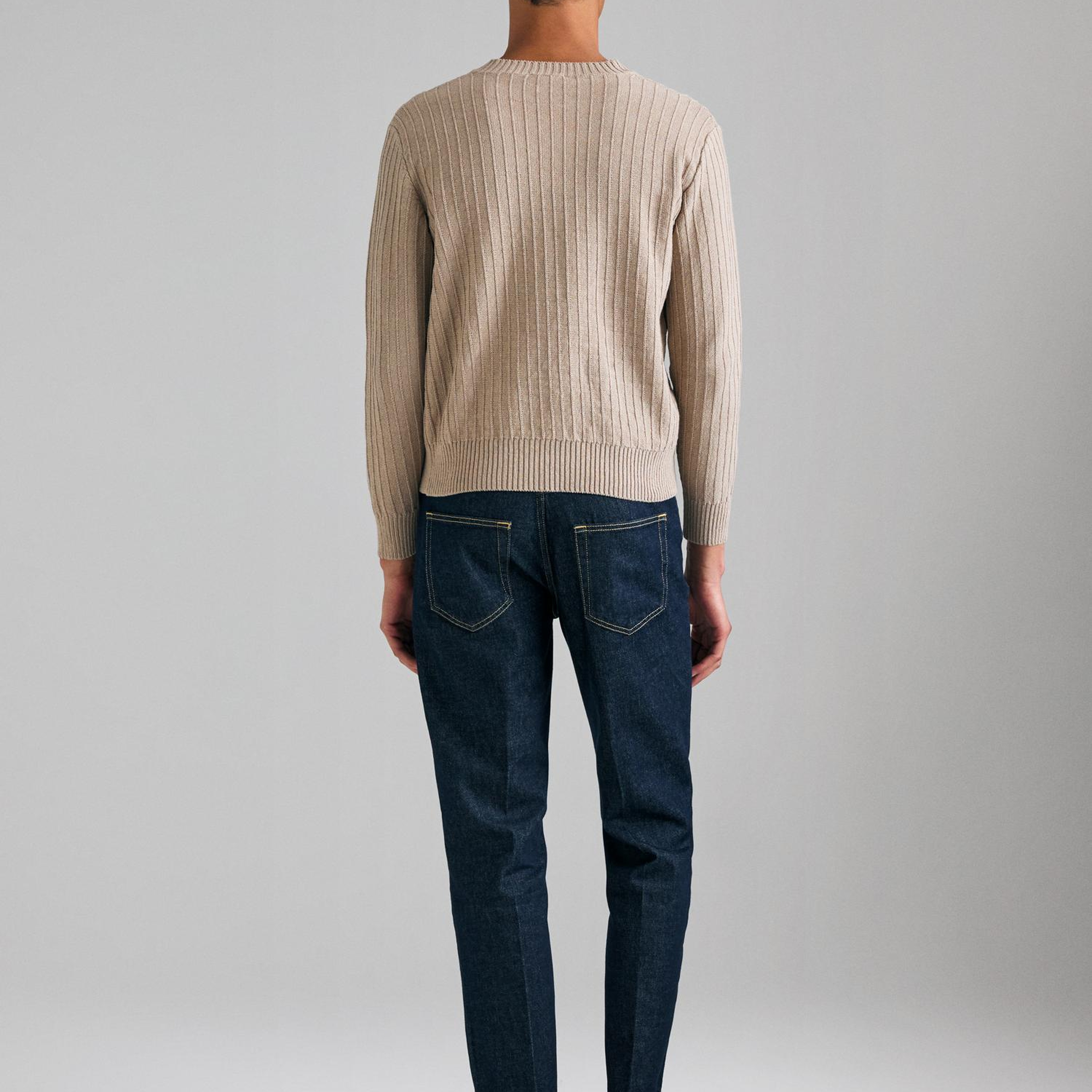 Erkek Lacivert  %100 Pamuk Slim Fit Pileli Denim Pantolon
