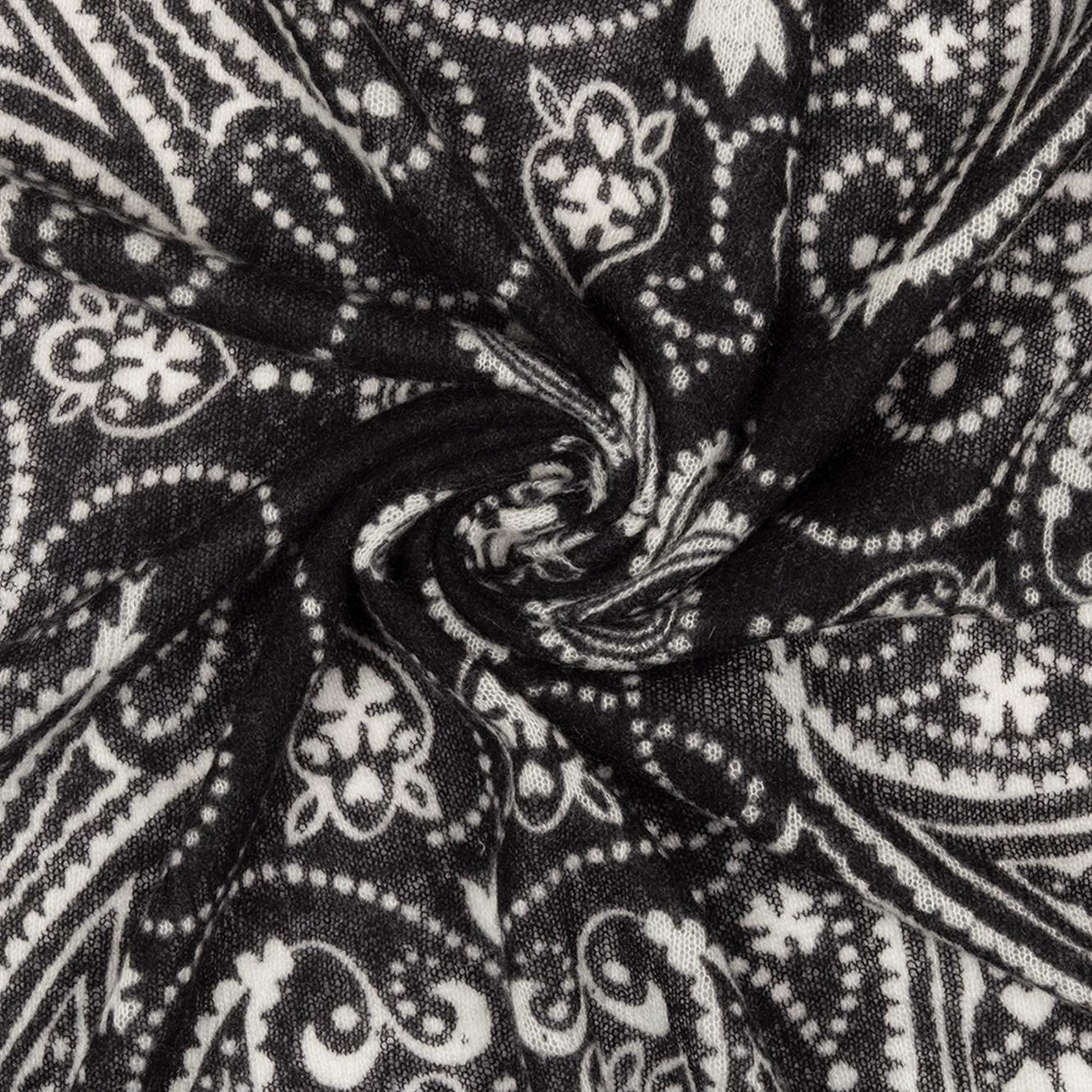 Siyah Jas Saf Kaşmir Desenli Kare Şal 70x70 cm