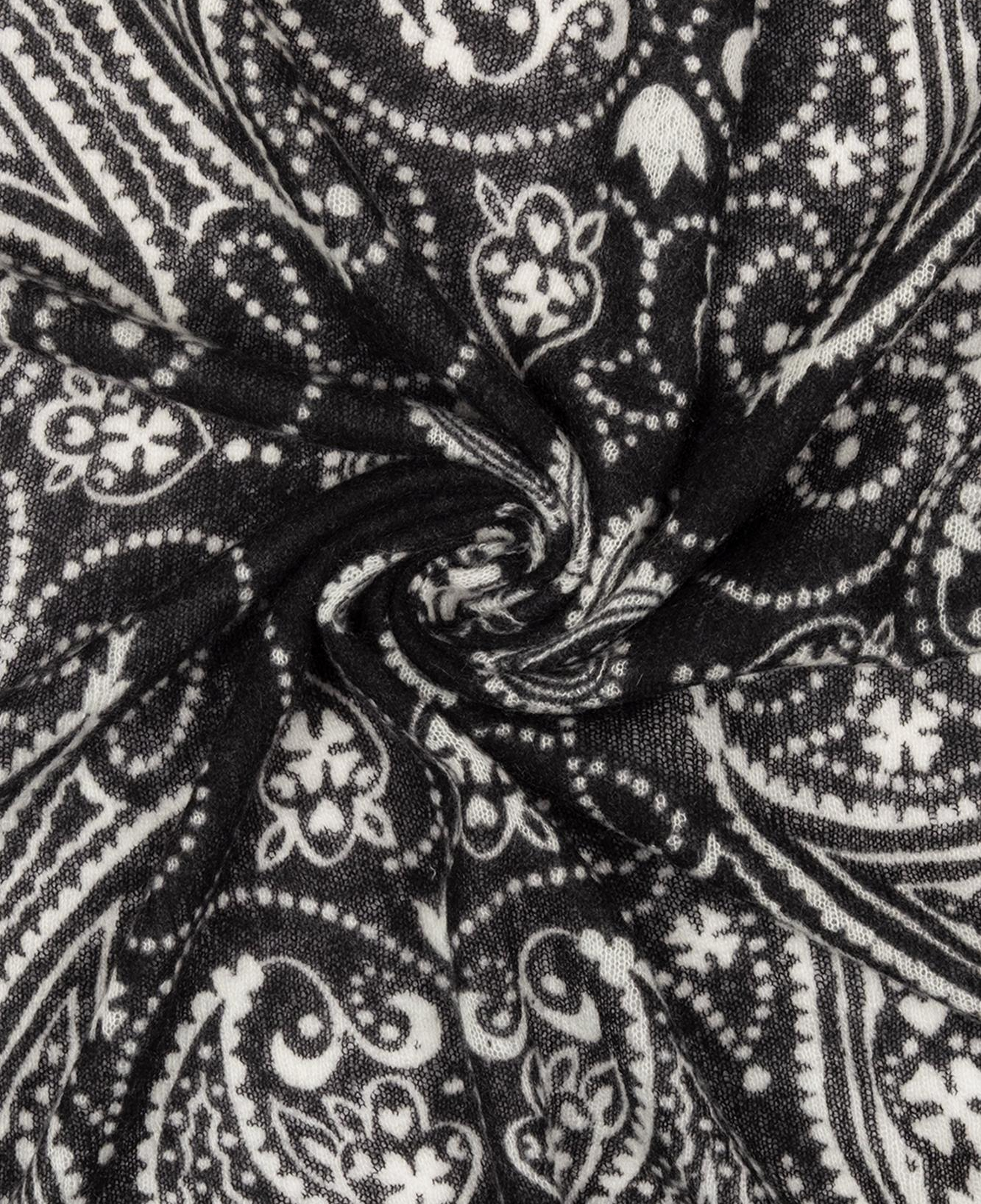 Siyah Jas Saf Kaşmir Desenli Kare Şal 70x70 cm