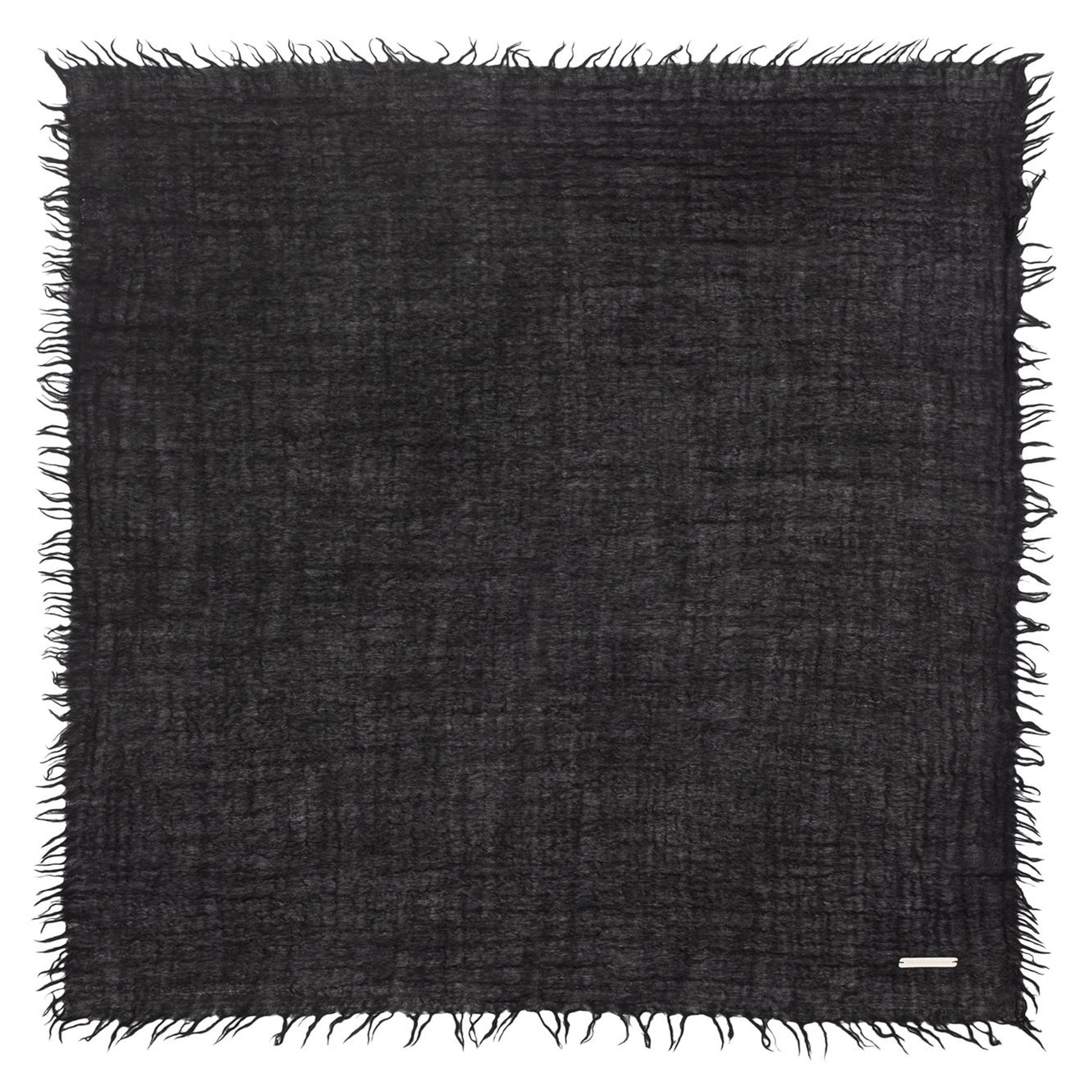 Siyah Jas Saf Yün Kare Şal 70x70 cm