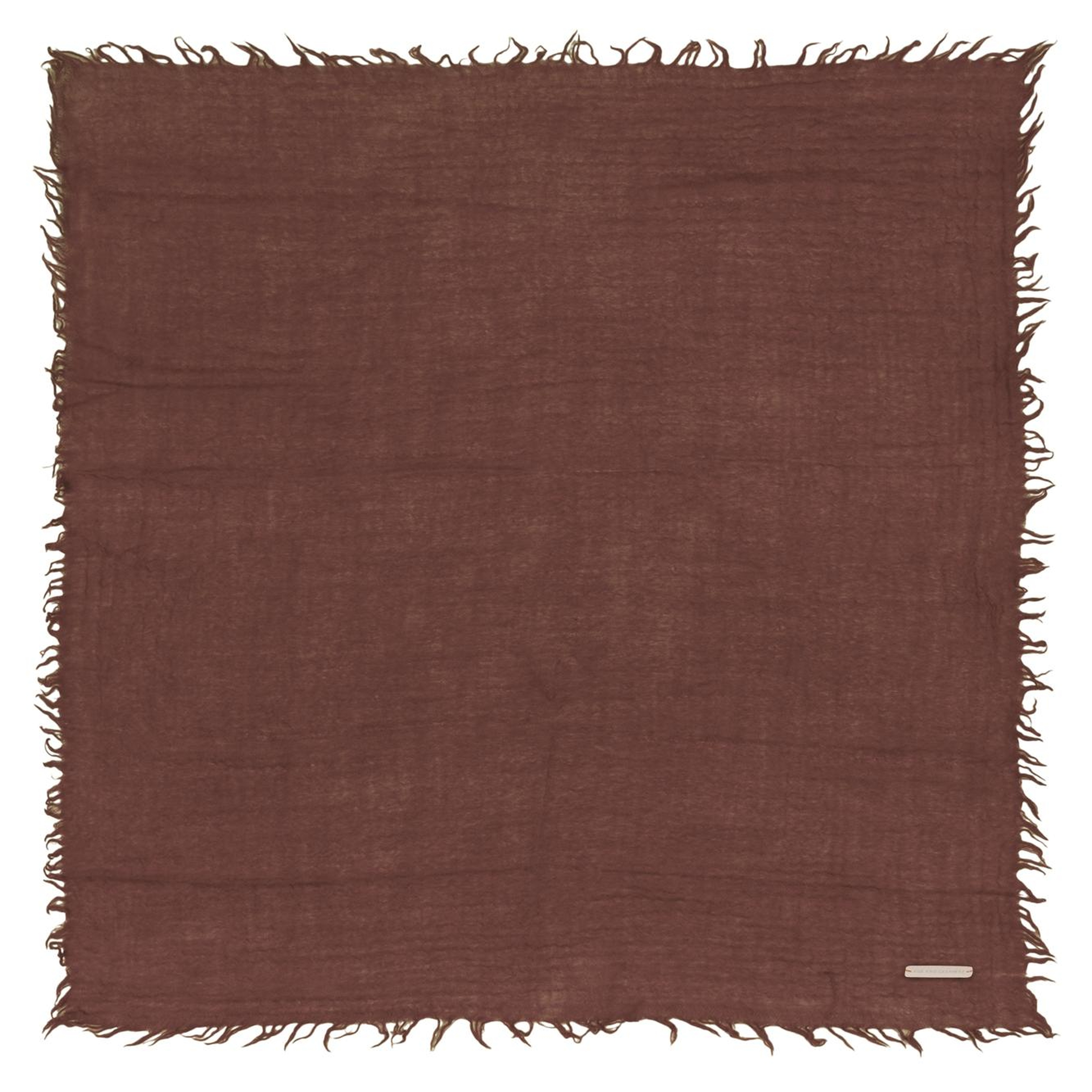 Kahverengi Jas Saf Yün Kare Şal 70x70 cm