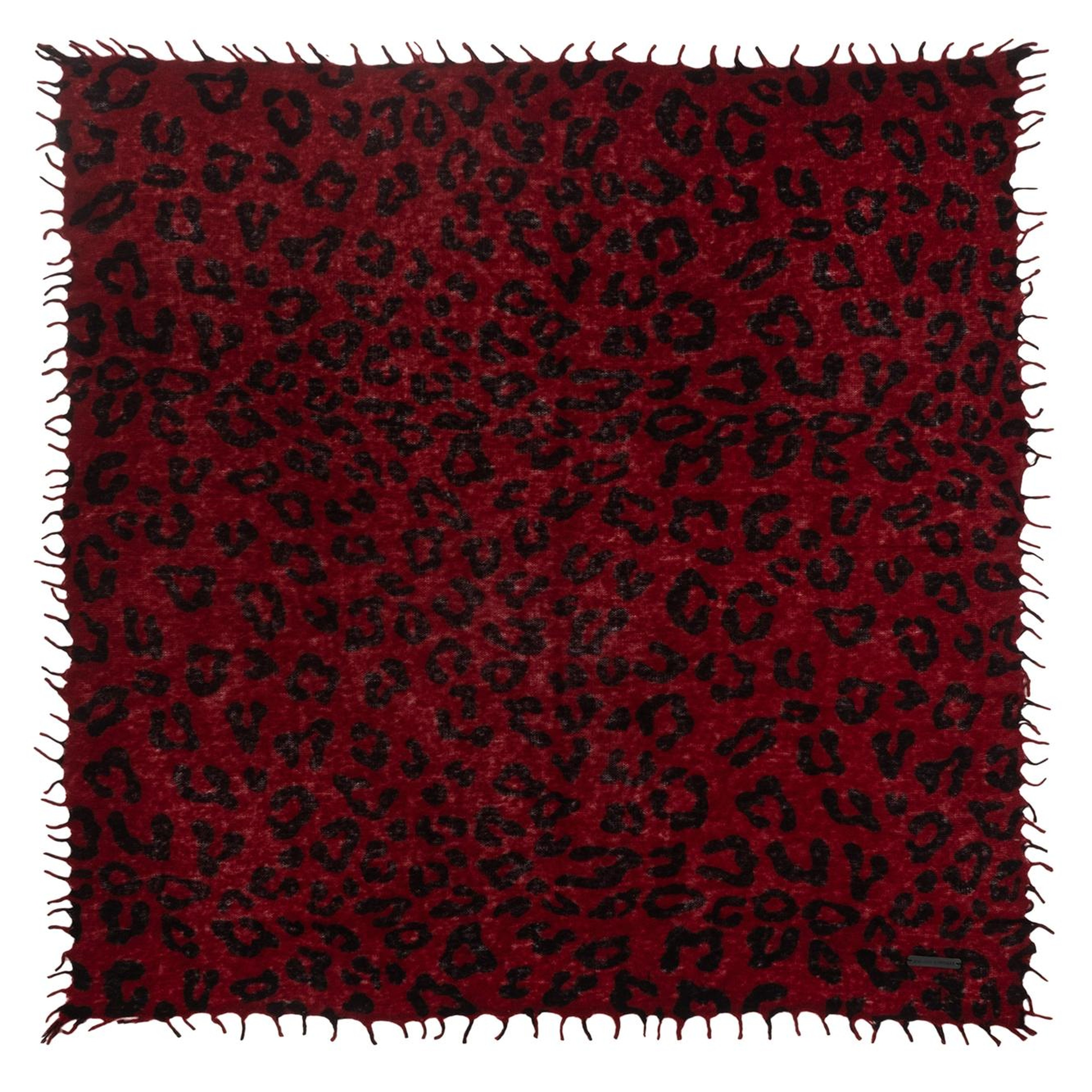 Kırmızı Jas Saf Kaşmir Desenli Kare Şal 70x70 cm