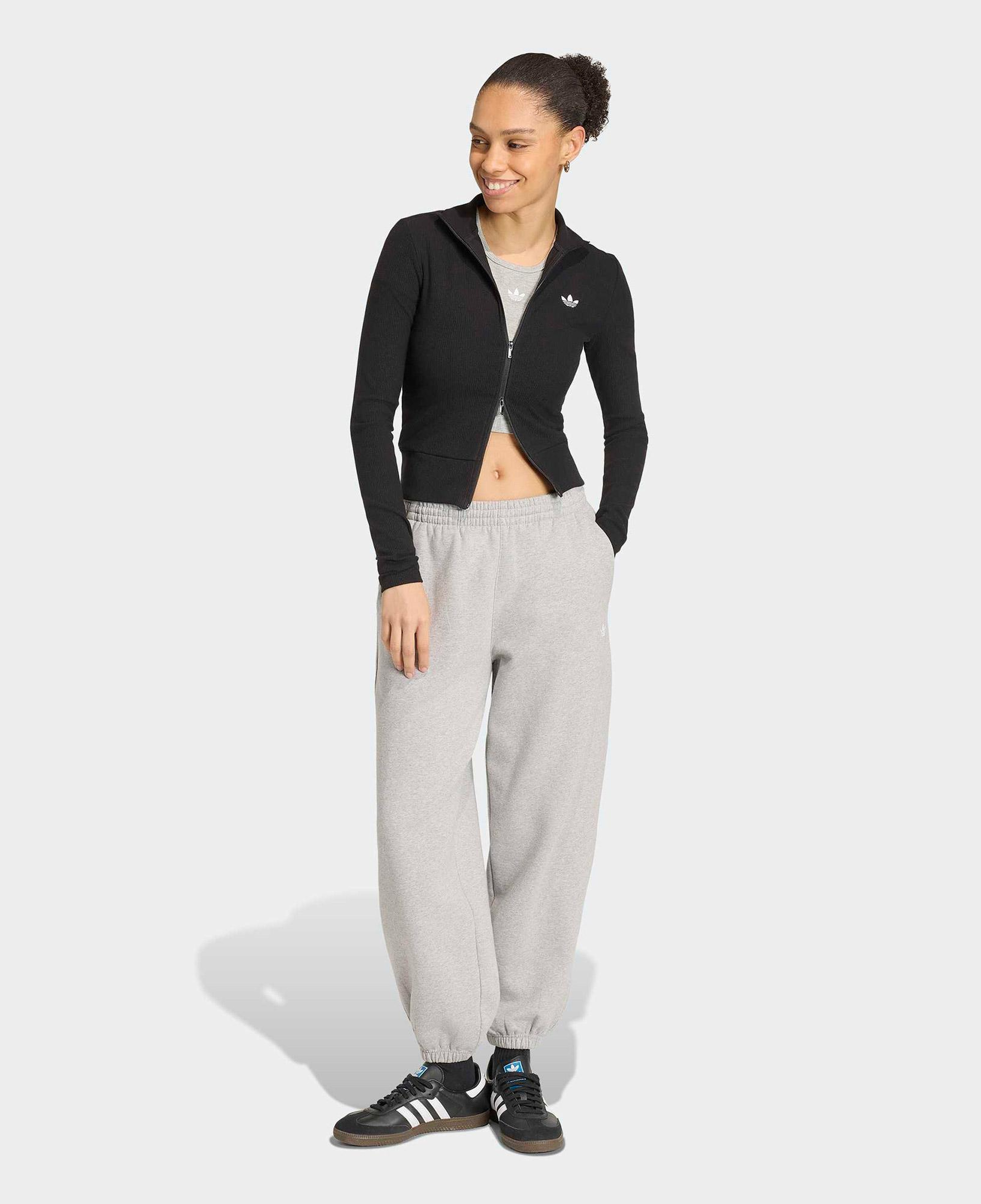adidas Essentials Ribbed Full-Zip Kadın Siyah Sweatshirt