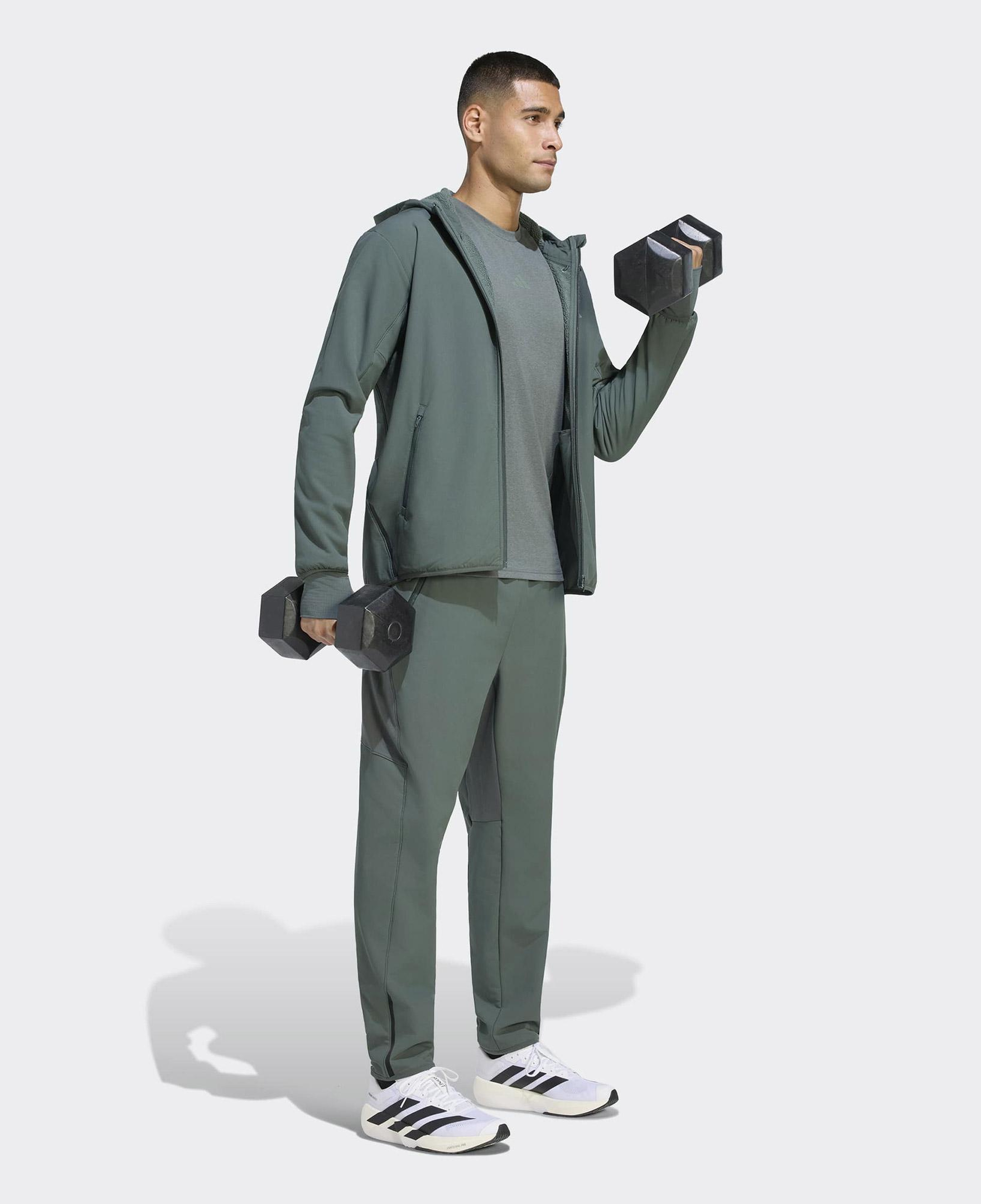 adidas D4T ClimaWarm Full-Zip Erkek Yeşil Hoodie