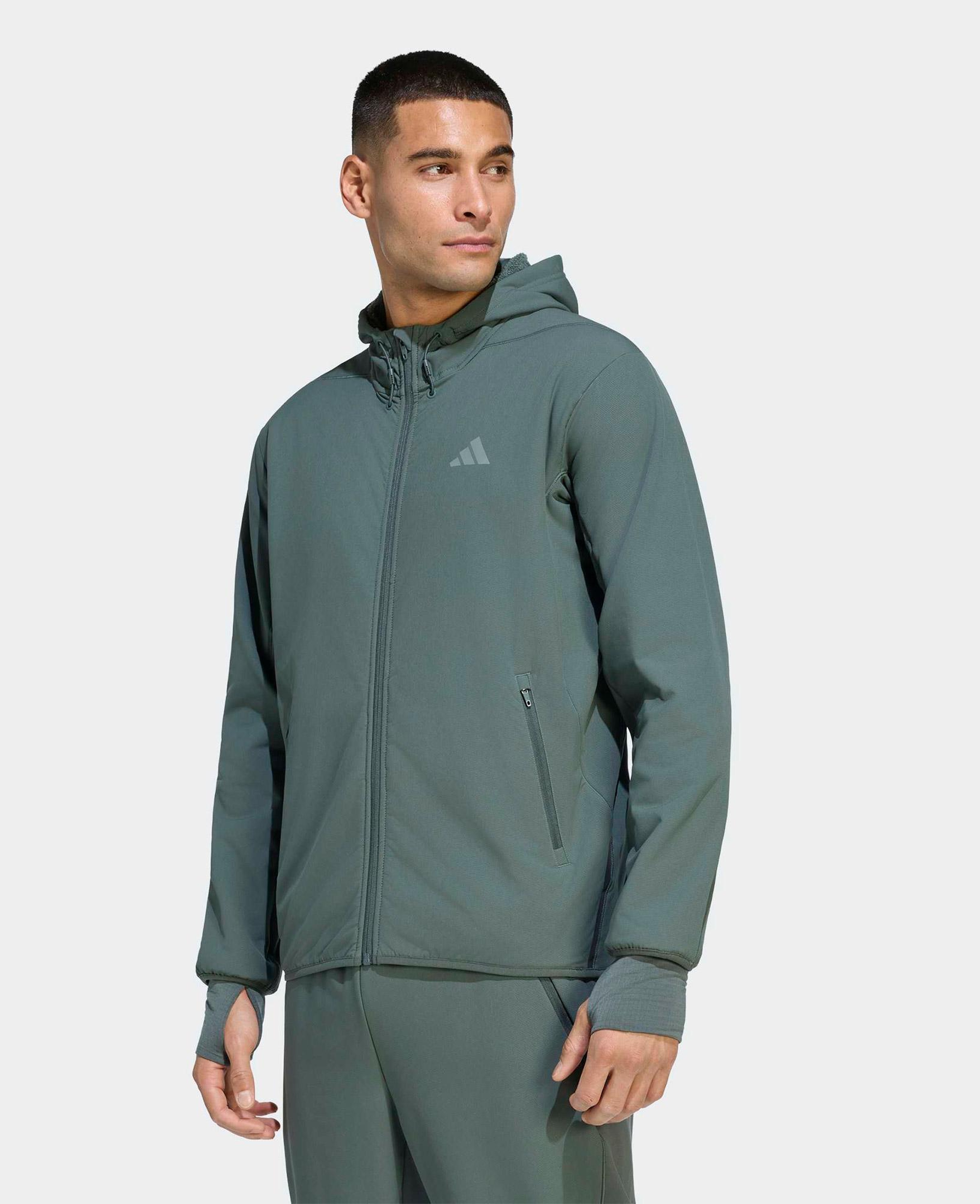 adidas D4T ClimaWarm Full-Zip Erkek Yeşil Hoodie