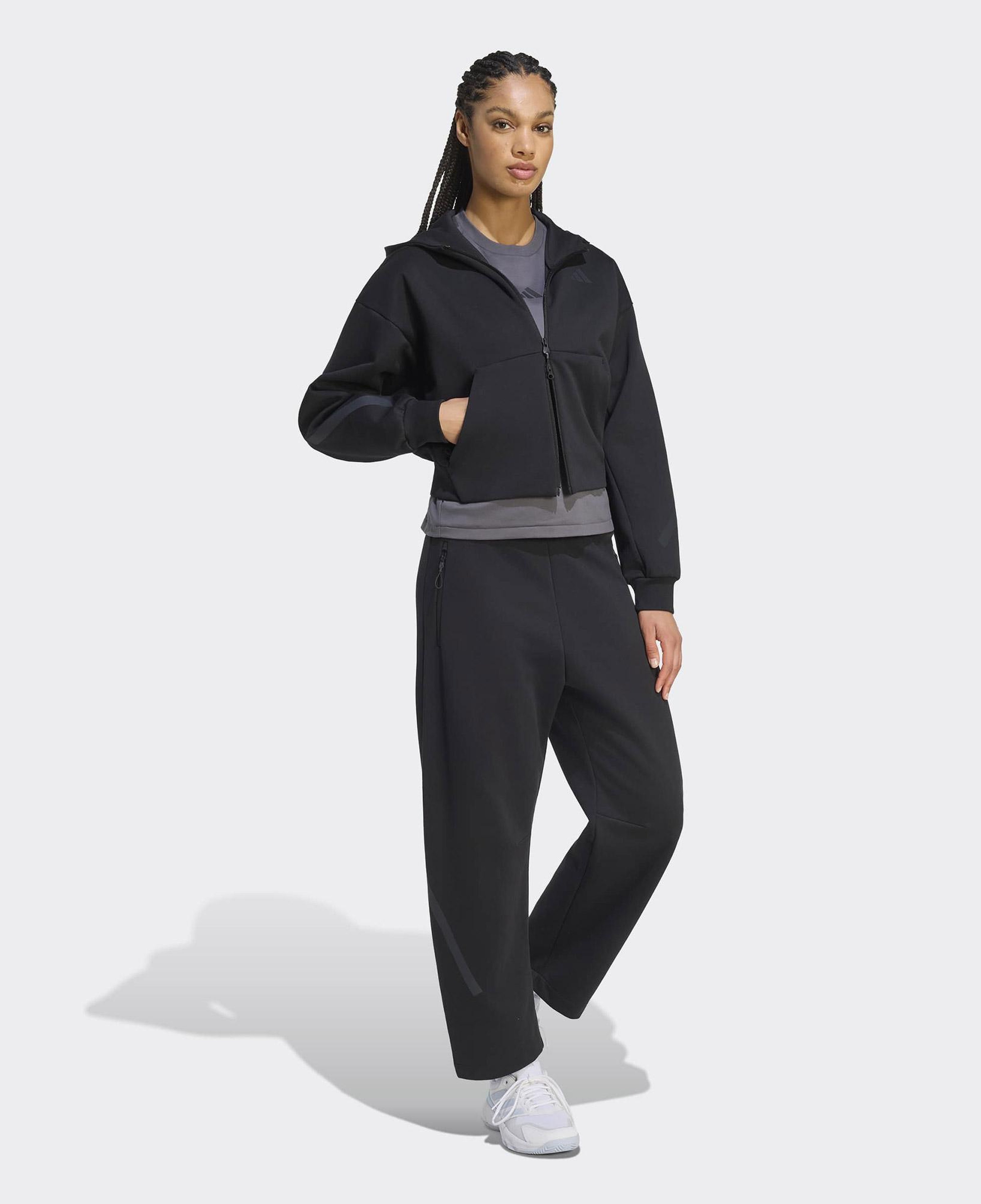 adidas Z.N.E Cropped Kadın Siyah Hoodie