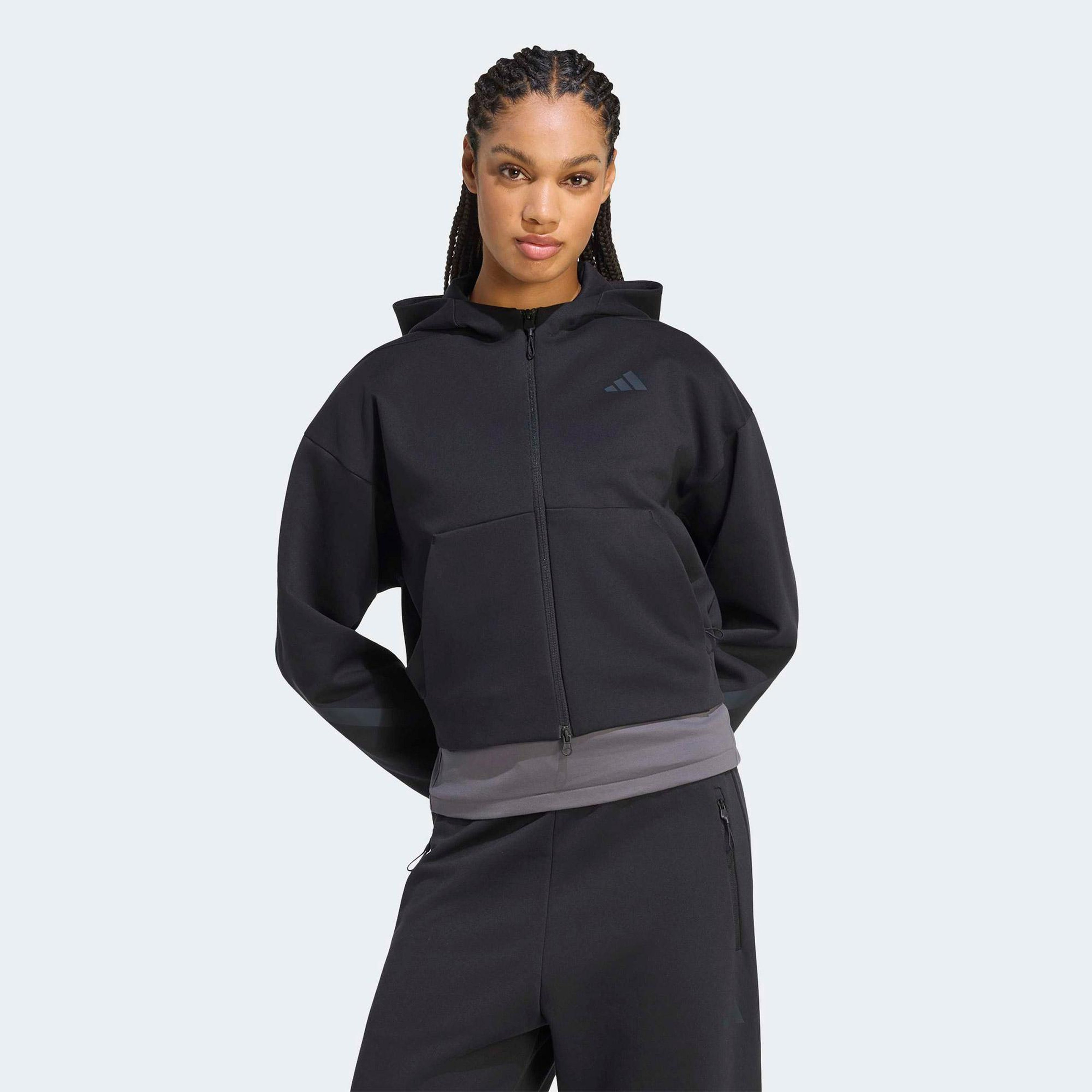adidas Z.N.E Cropped Kadın Siyah Hoodie