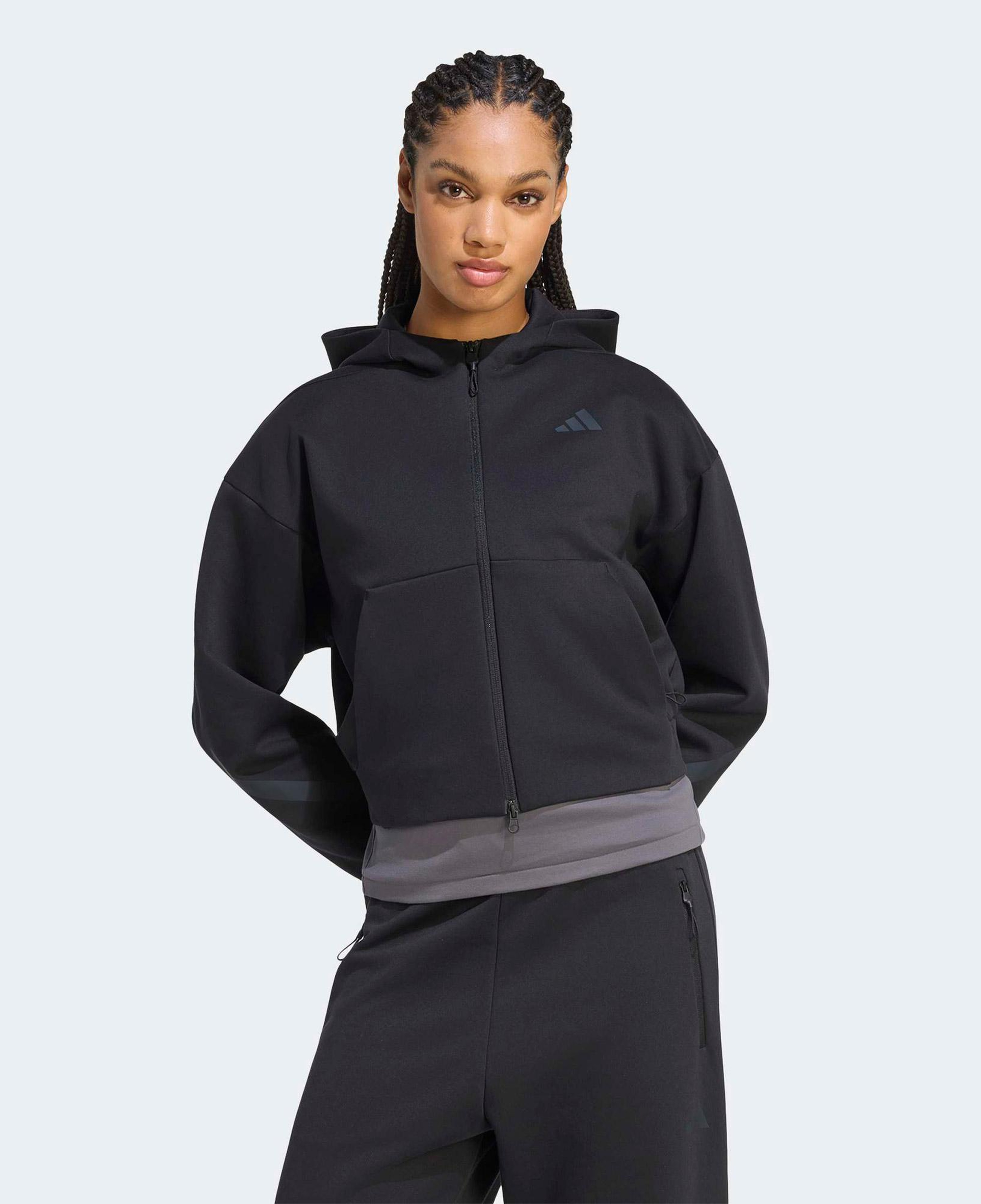 adidas Z.N.E Cropped Kadın Siyah Hoodie