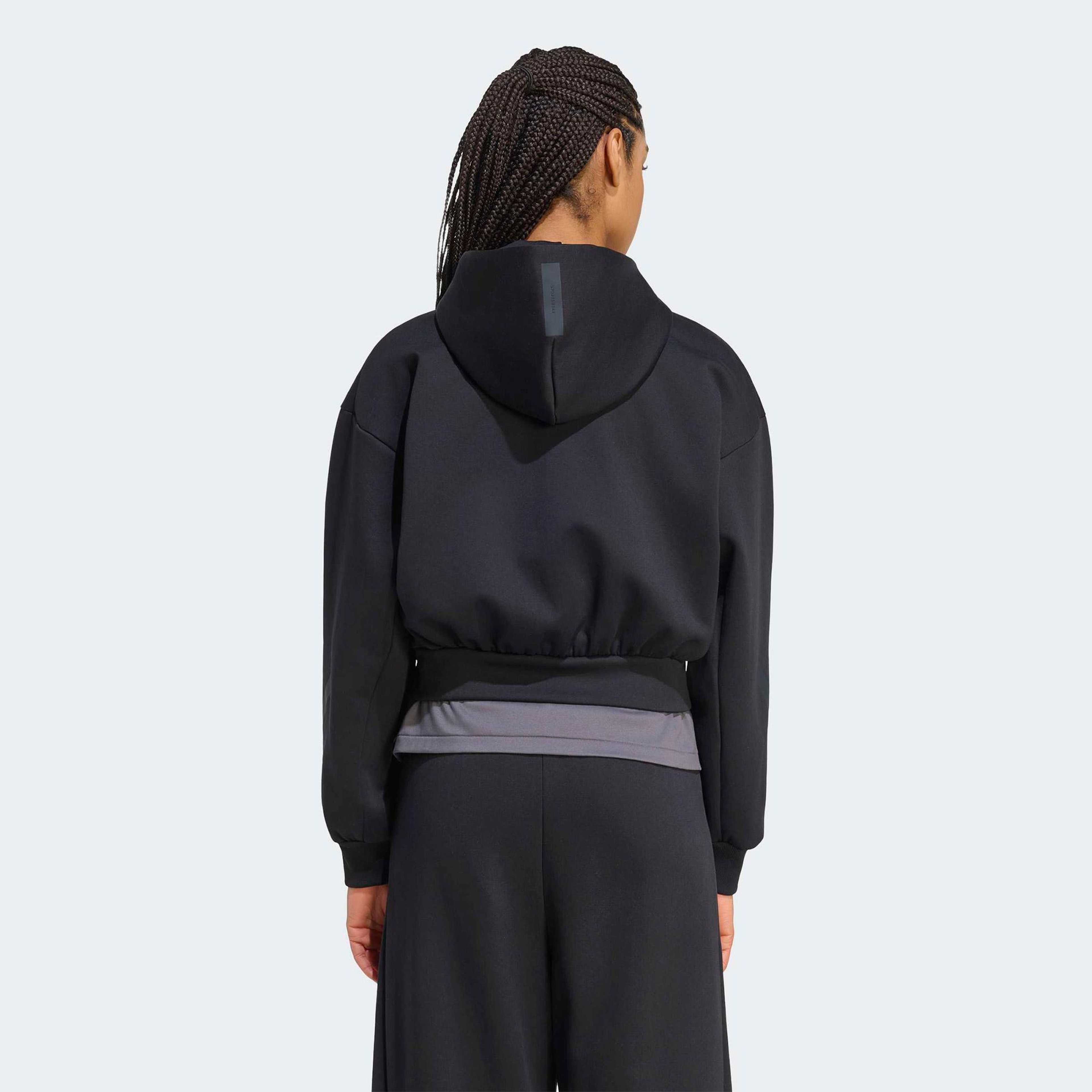 adidas Z.N.E Cropped Kadın Siyah Hoodie