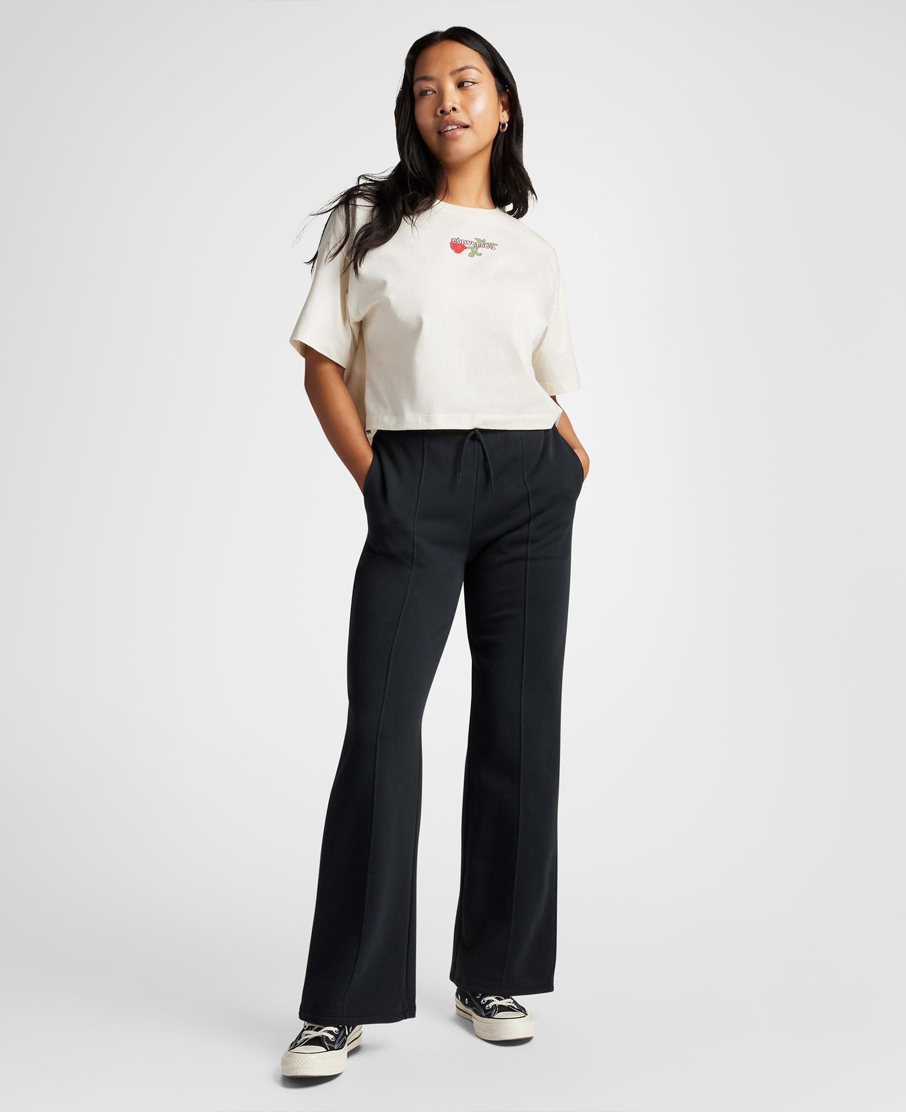 Converse Wide-Leg French Terry Kadın Siyah Eşofman Altı