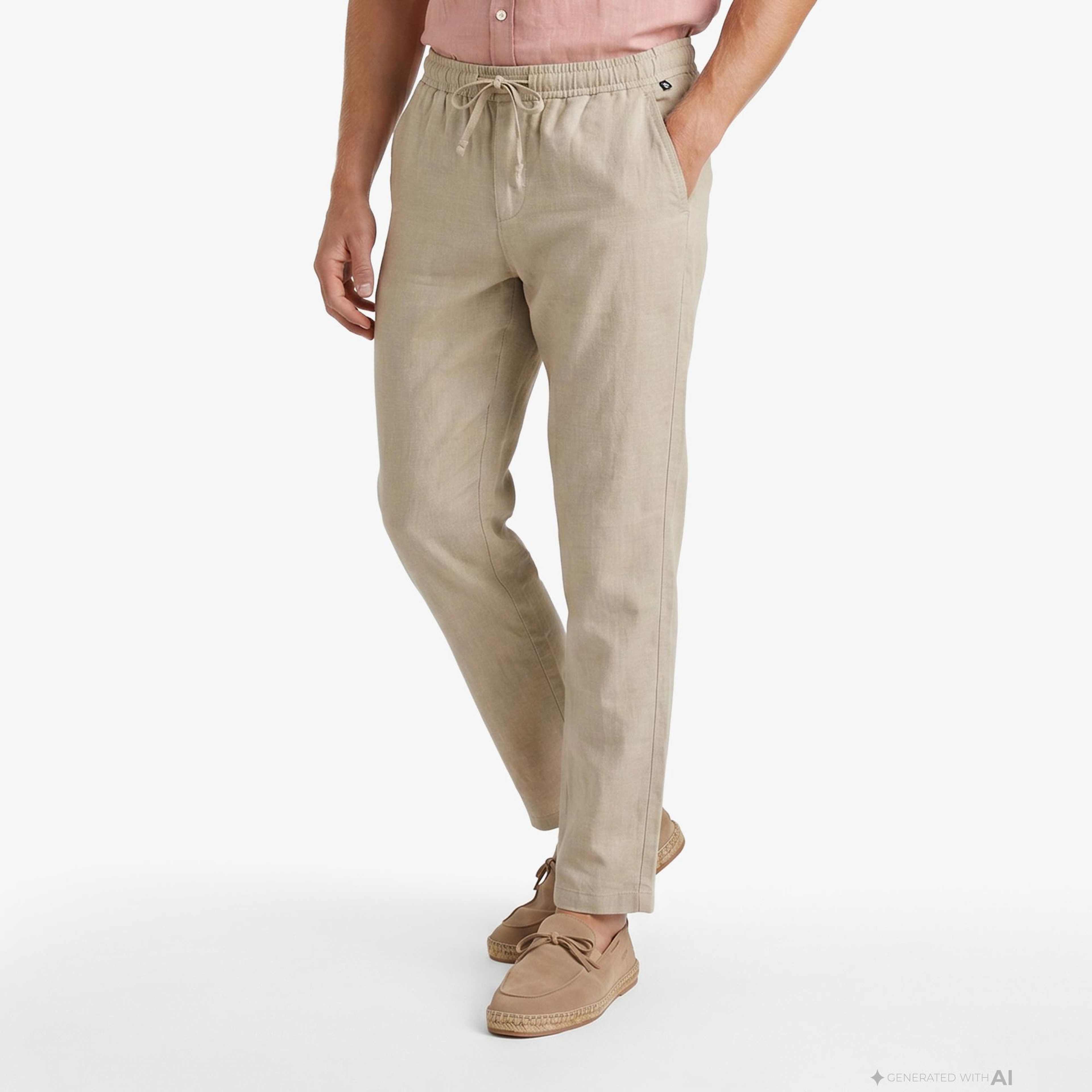 Nautica Erkek Bej Jogger Keten Pantolon