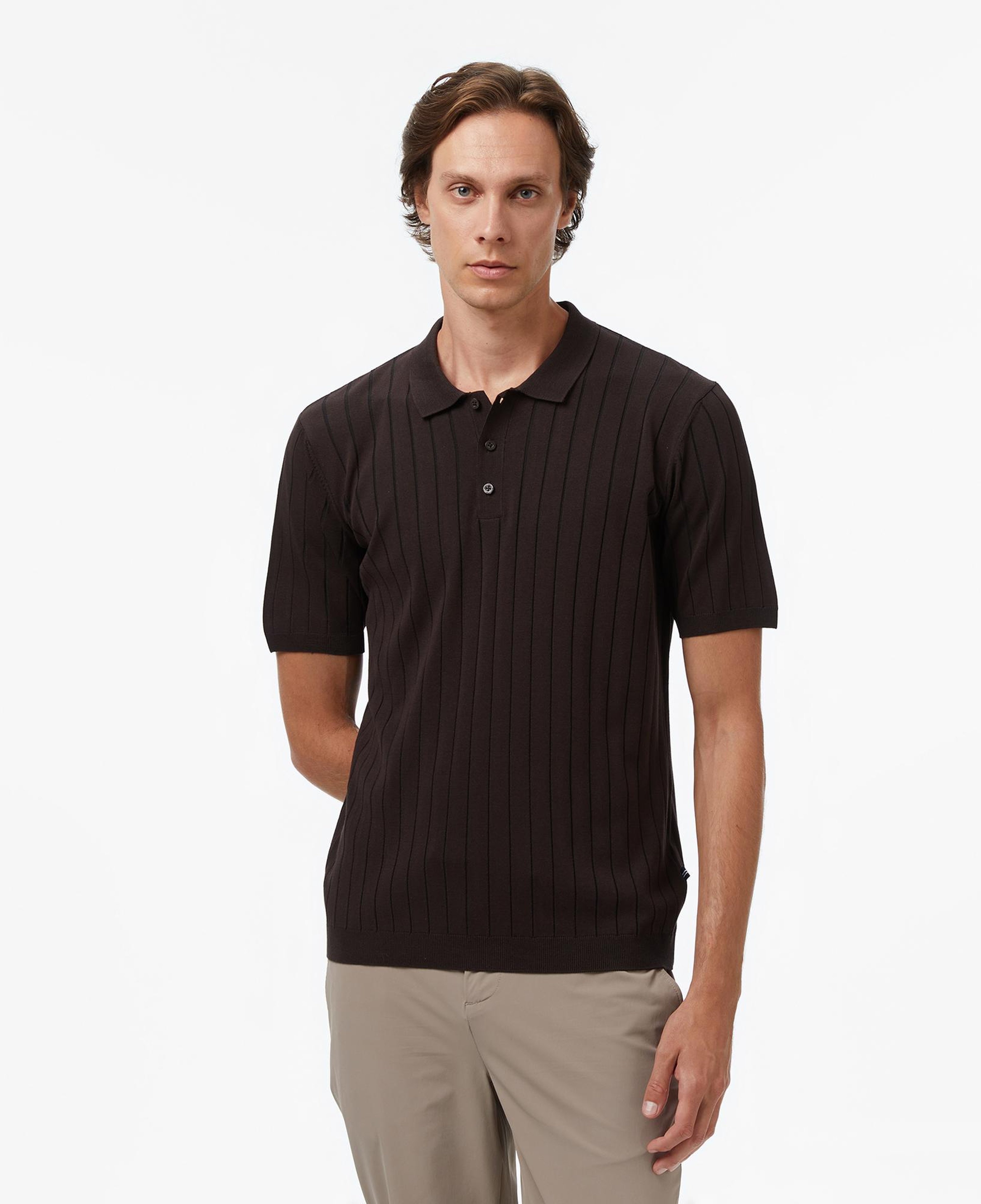 Nautica Erkek Kahverengi Classic Fit Kısa Kollu Triko