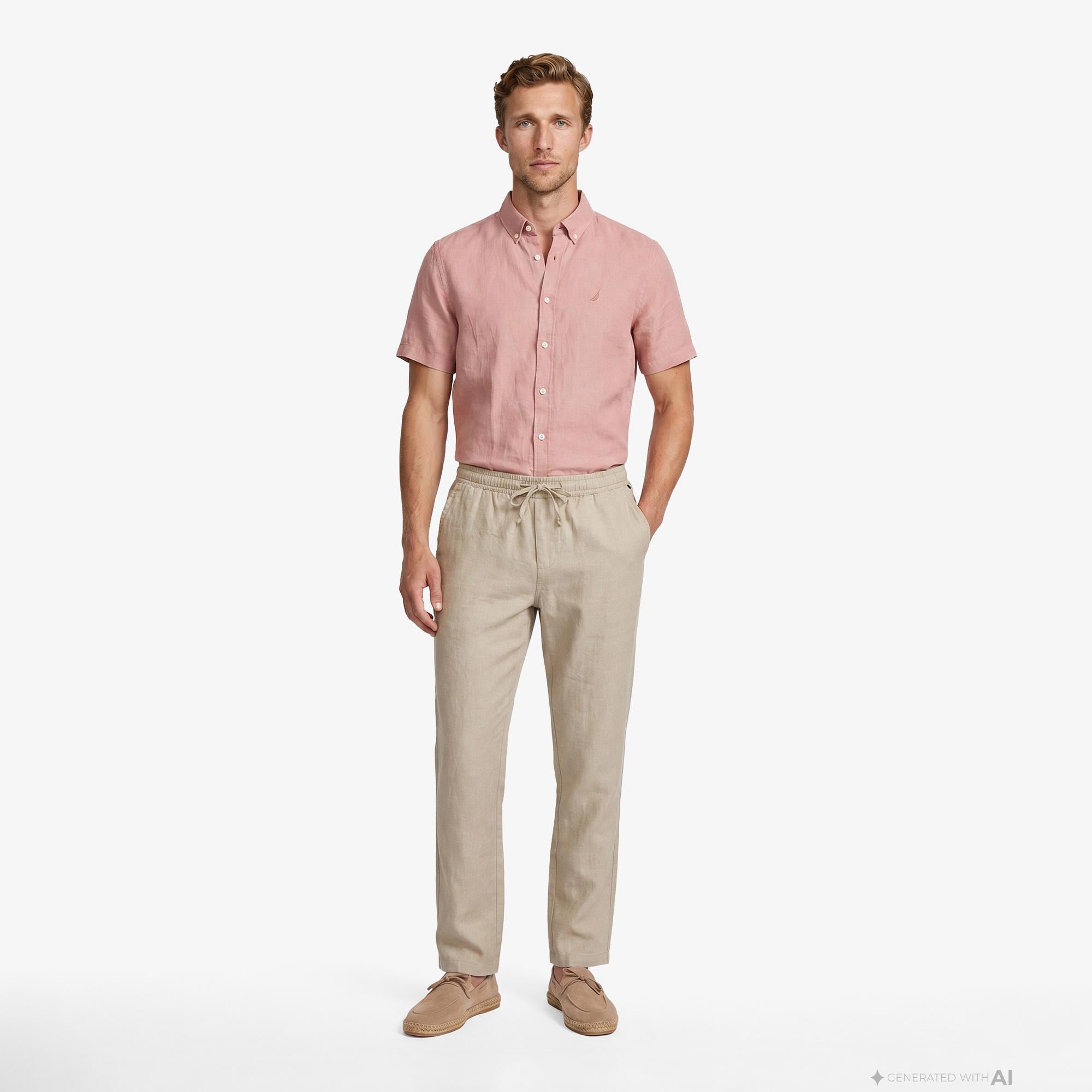 Nautica Erkek Bej Jogger Keten Pantolon