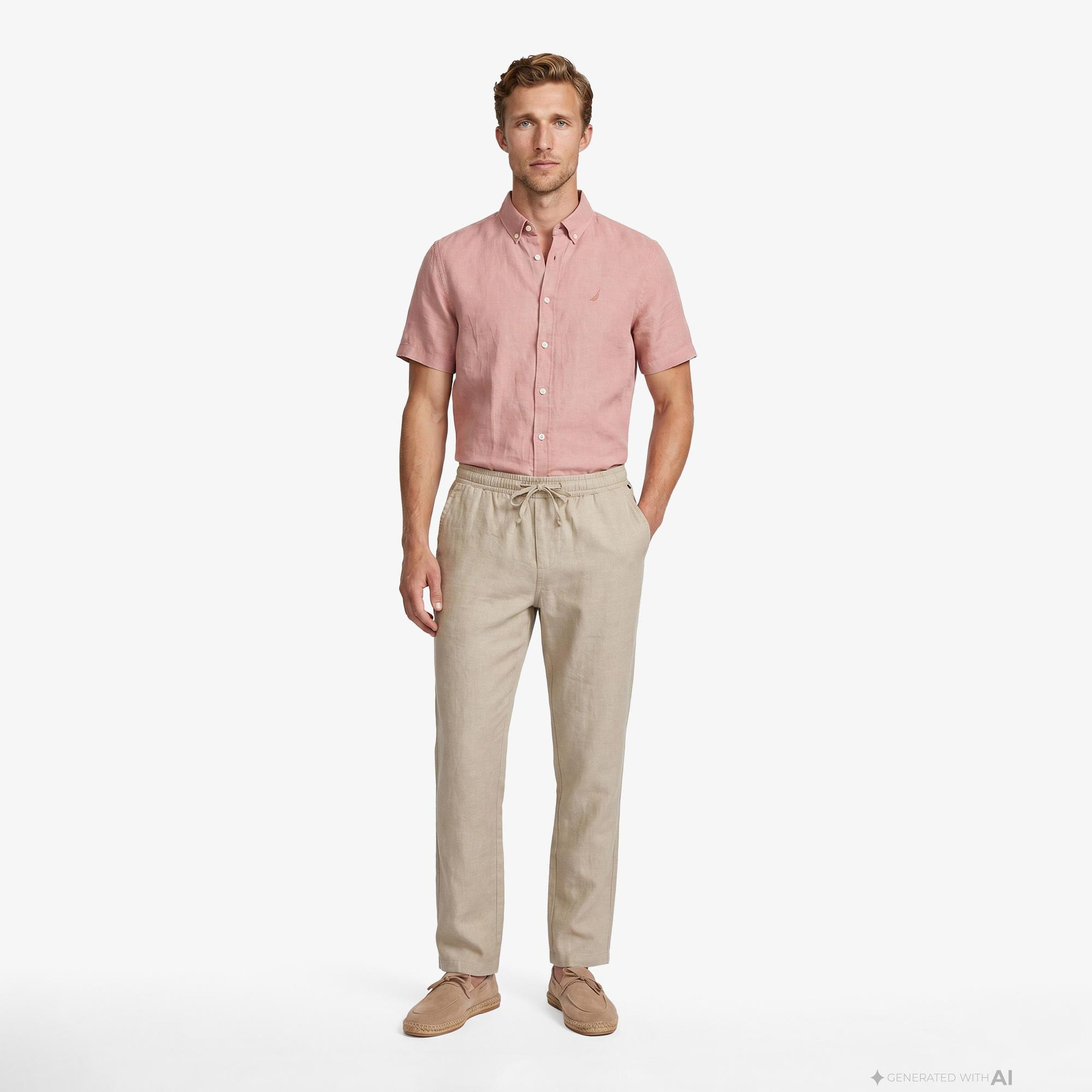 Nautica Erkek Bej Jogger Keten Pantolon