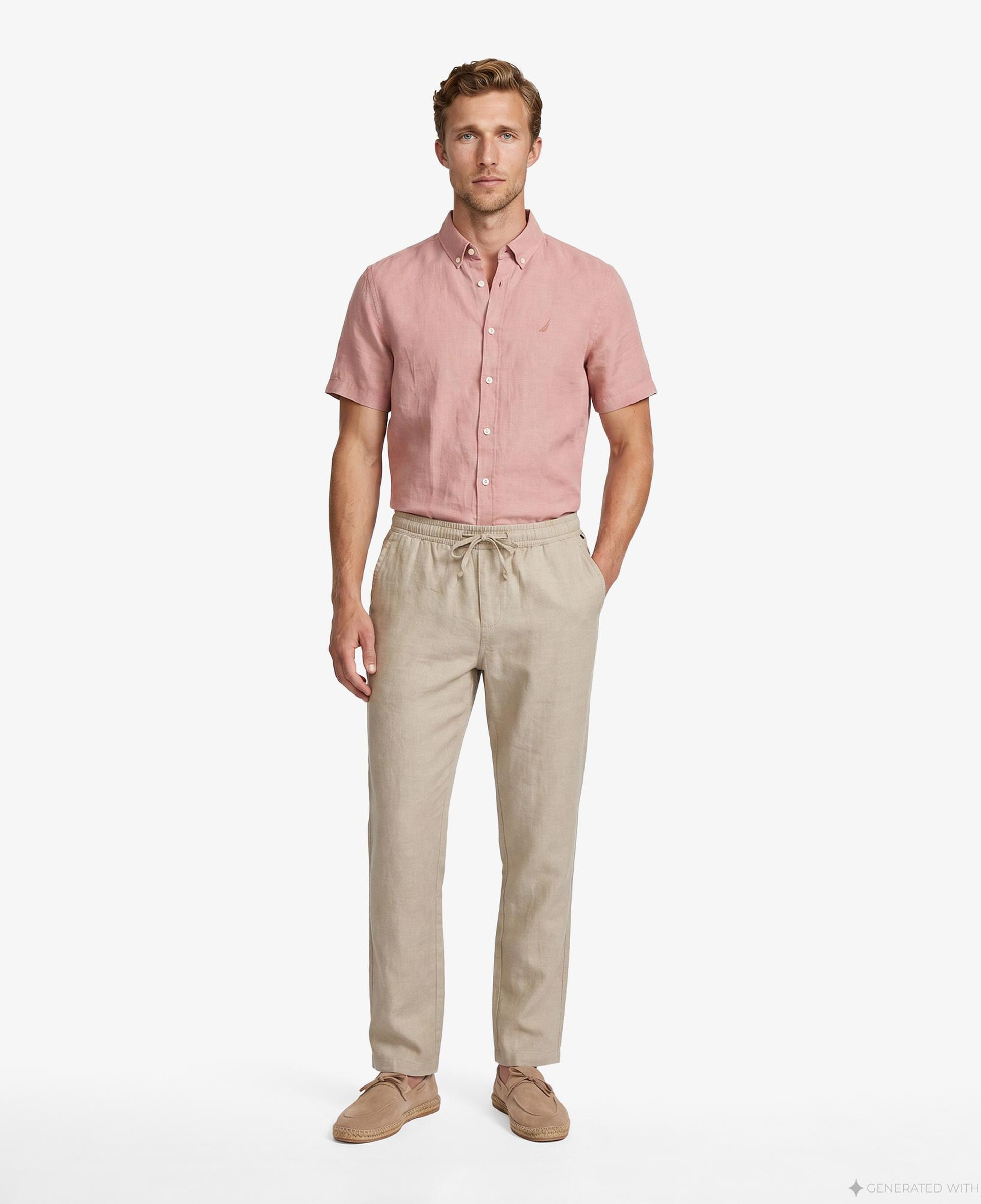Nautica Erkek Bej Jogger Keten Pantolon