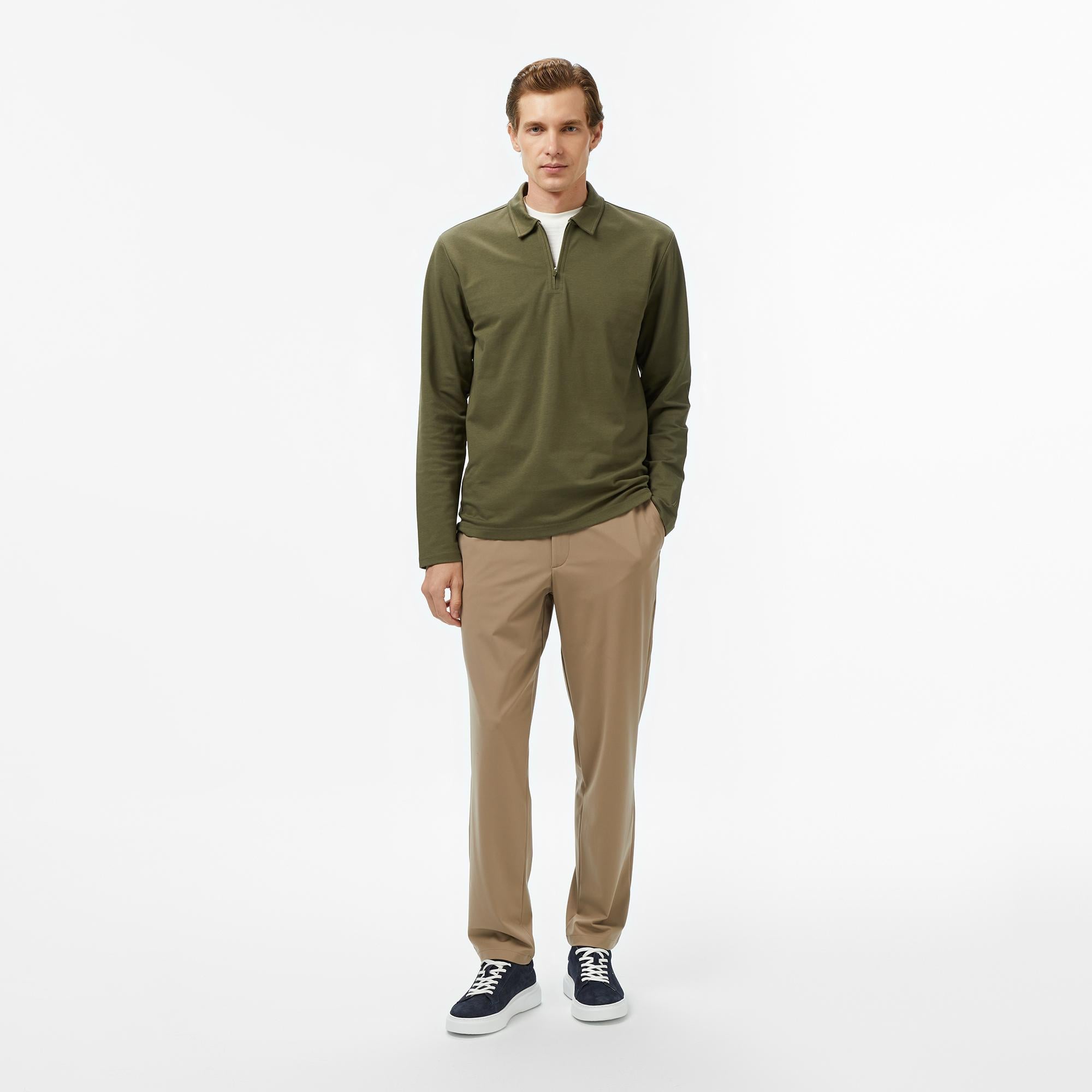 Nautica Erkek Yeşil Classic Fit Uzun Kollu Polo