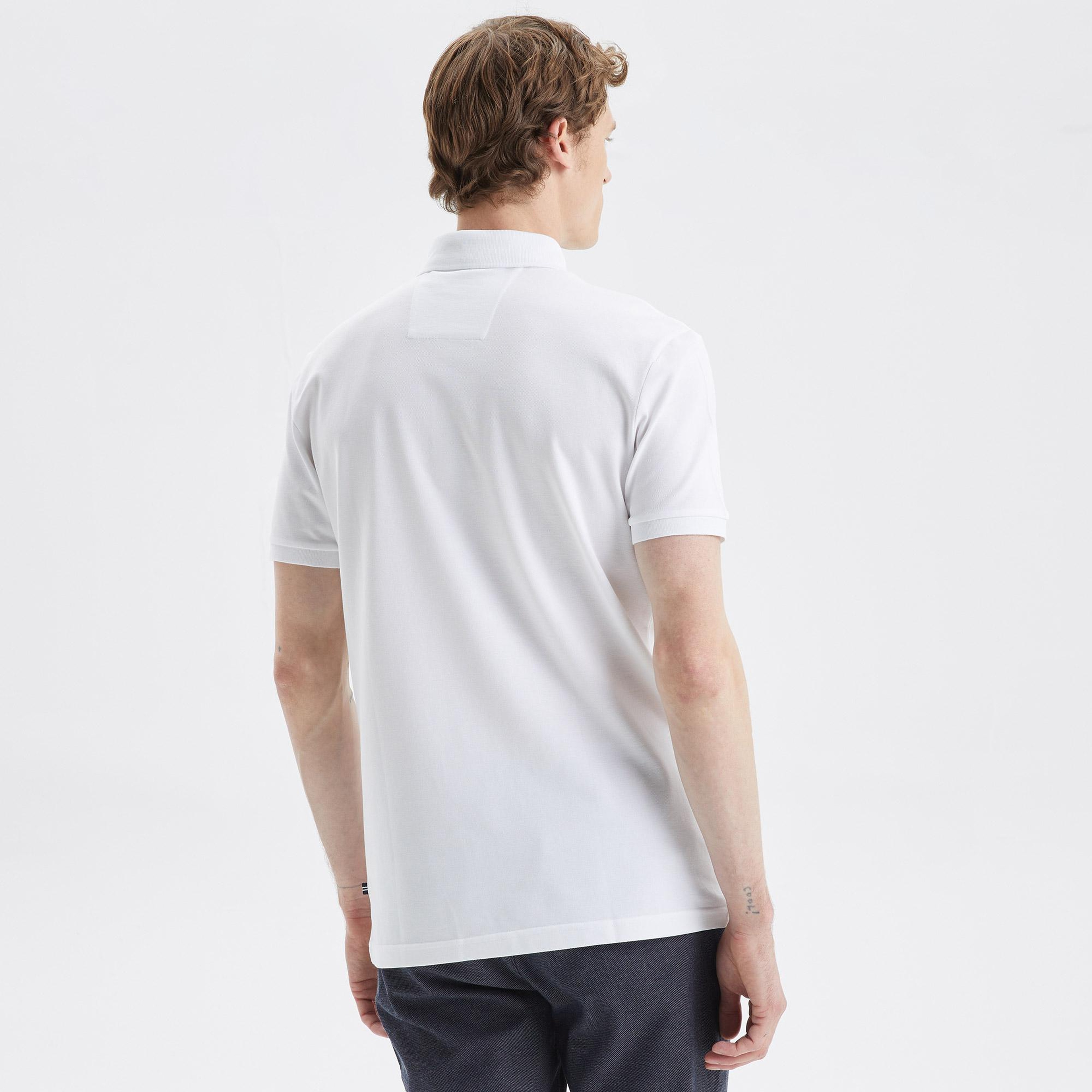 Nautica Erkek Beyaz Slim Fit Kısa Kollu Polo Yaka T-Shirt