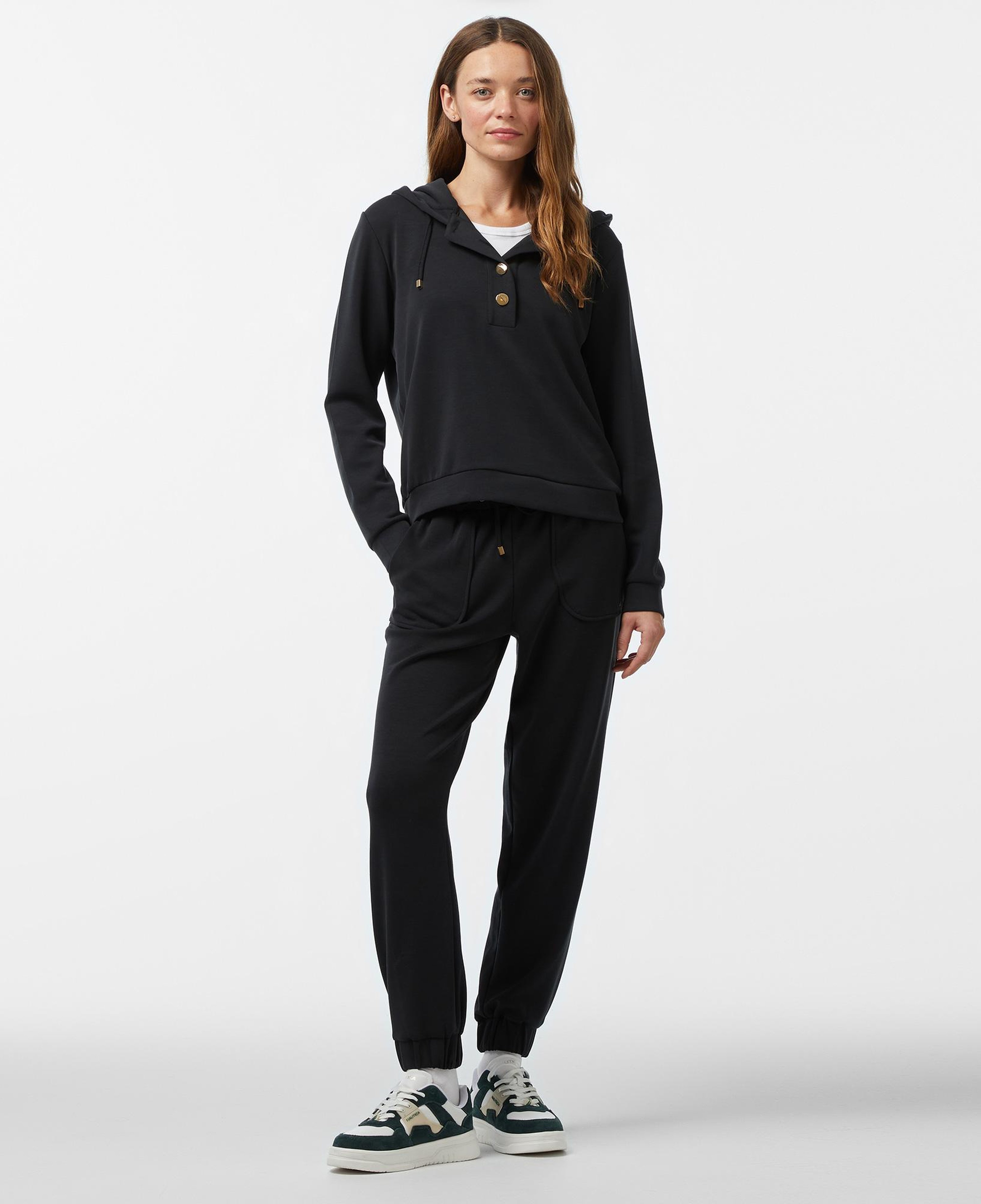 Nautica Kadın Siyah Regular Fit Modal Karışımlı Eşofman Altı