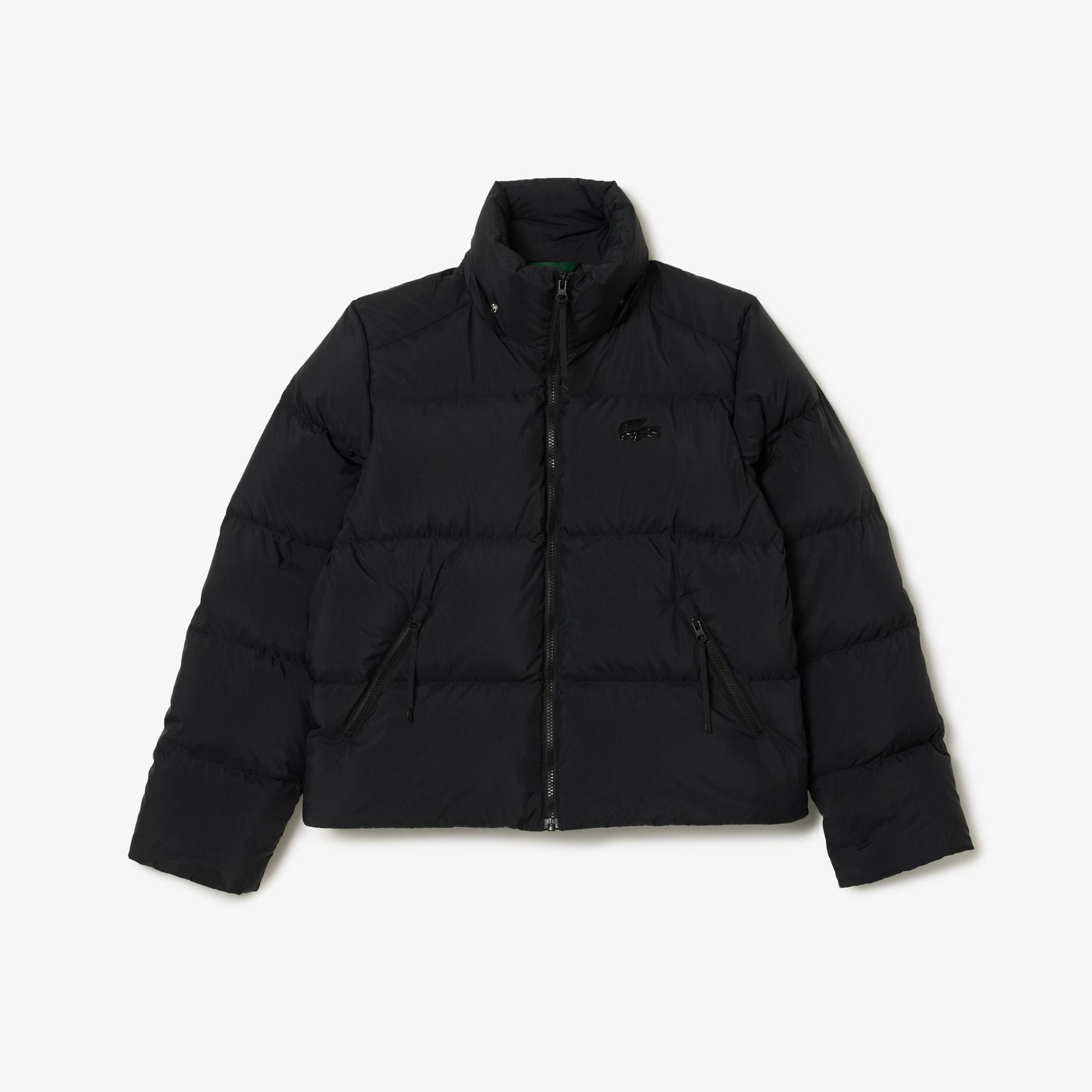 Lacoste Kadın Relaxed Fit Kapüşonlu Siyah Şişme Mont