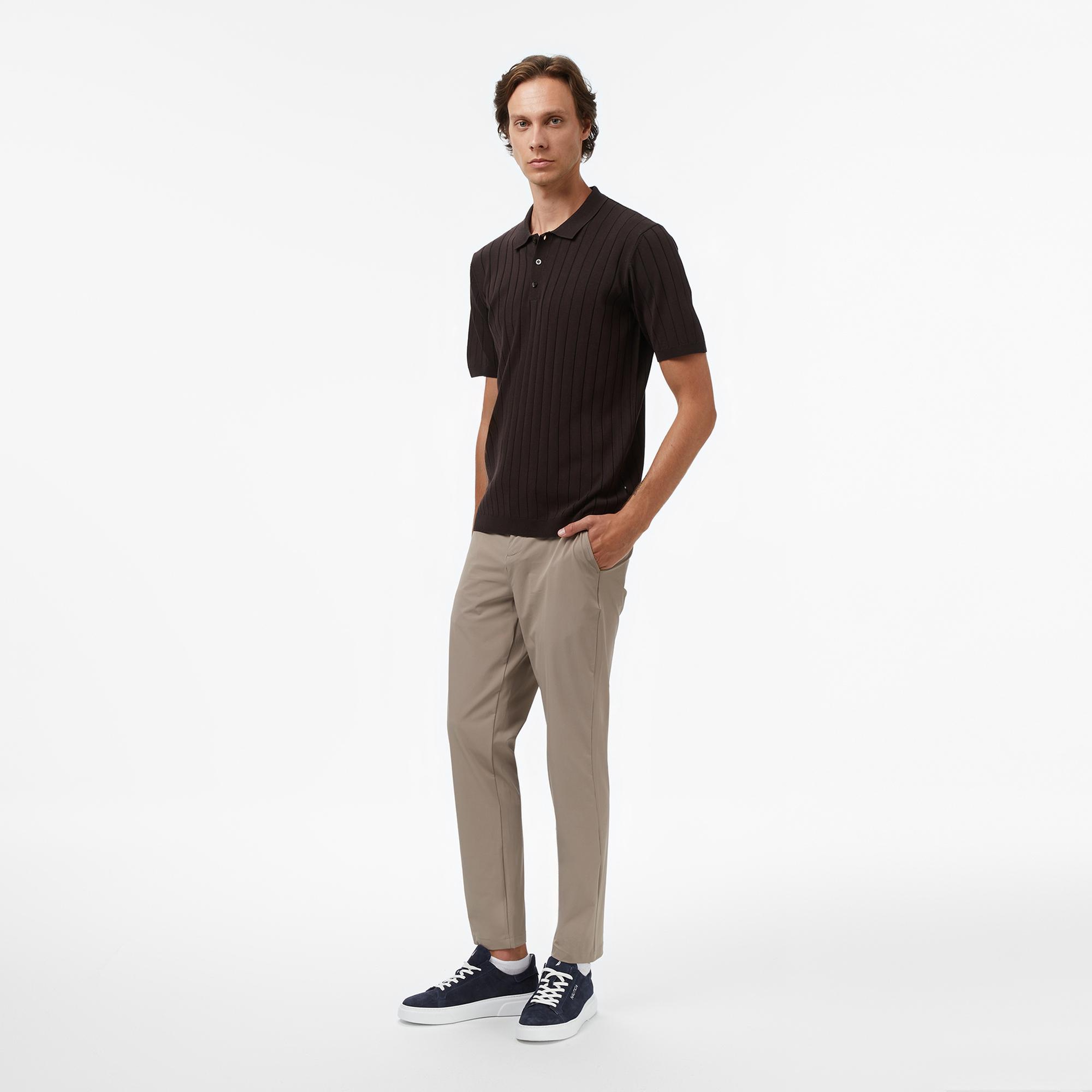 Nautica Erkek Kahverengi Classic Fit Kısa Kollu Triko
