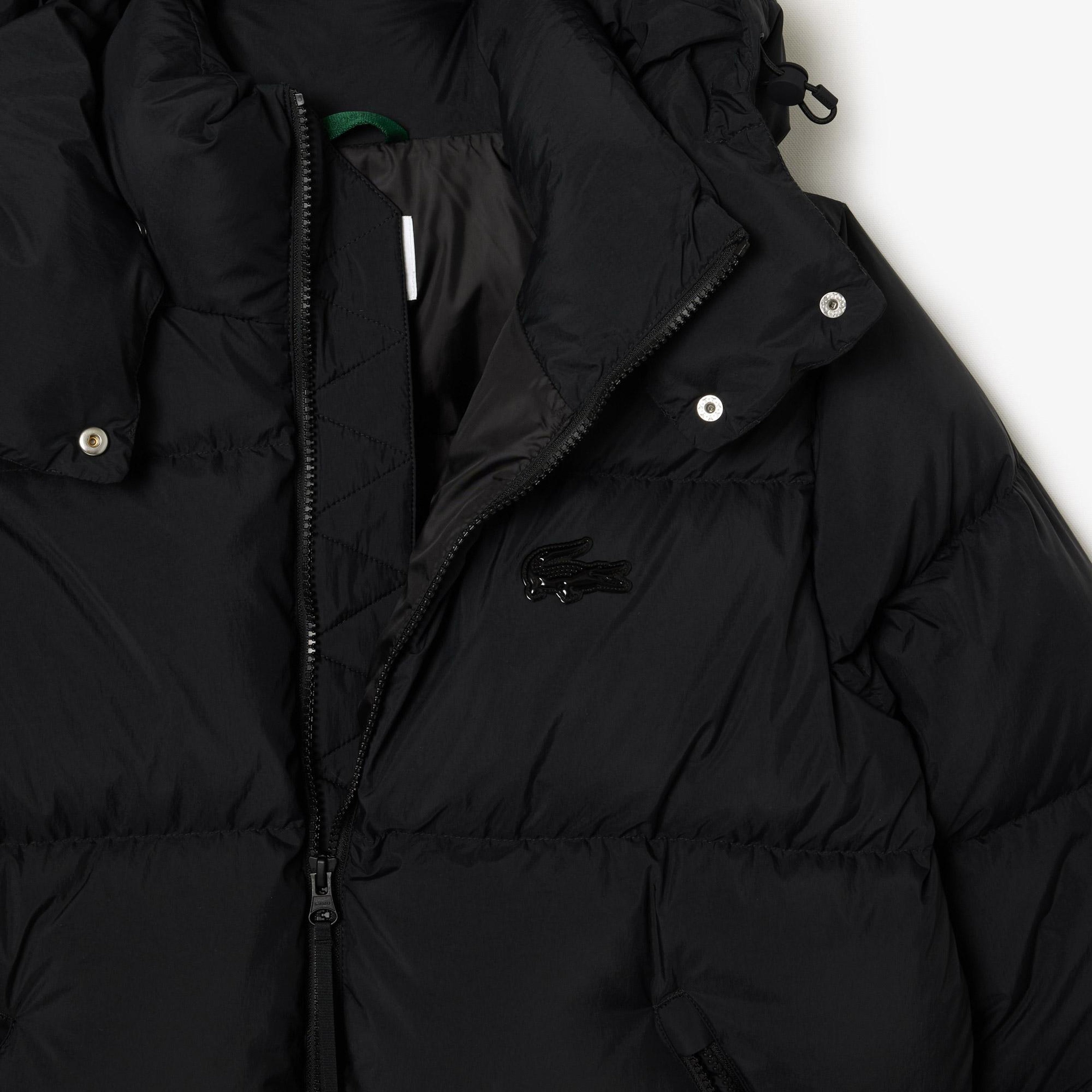 Kadın Relaxed Fit Kapüşonlu Siyah Şişme Mont