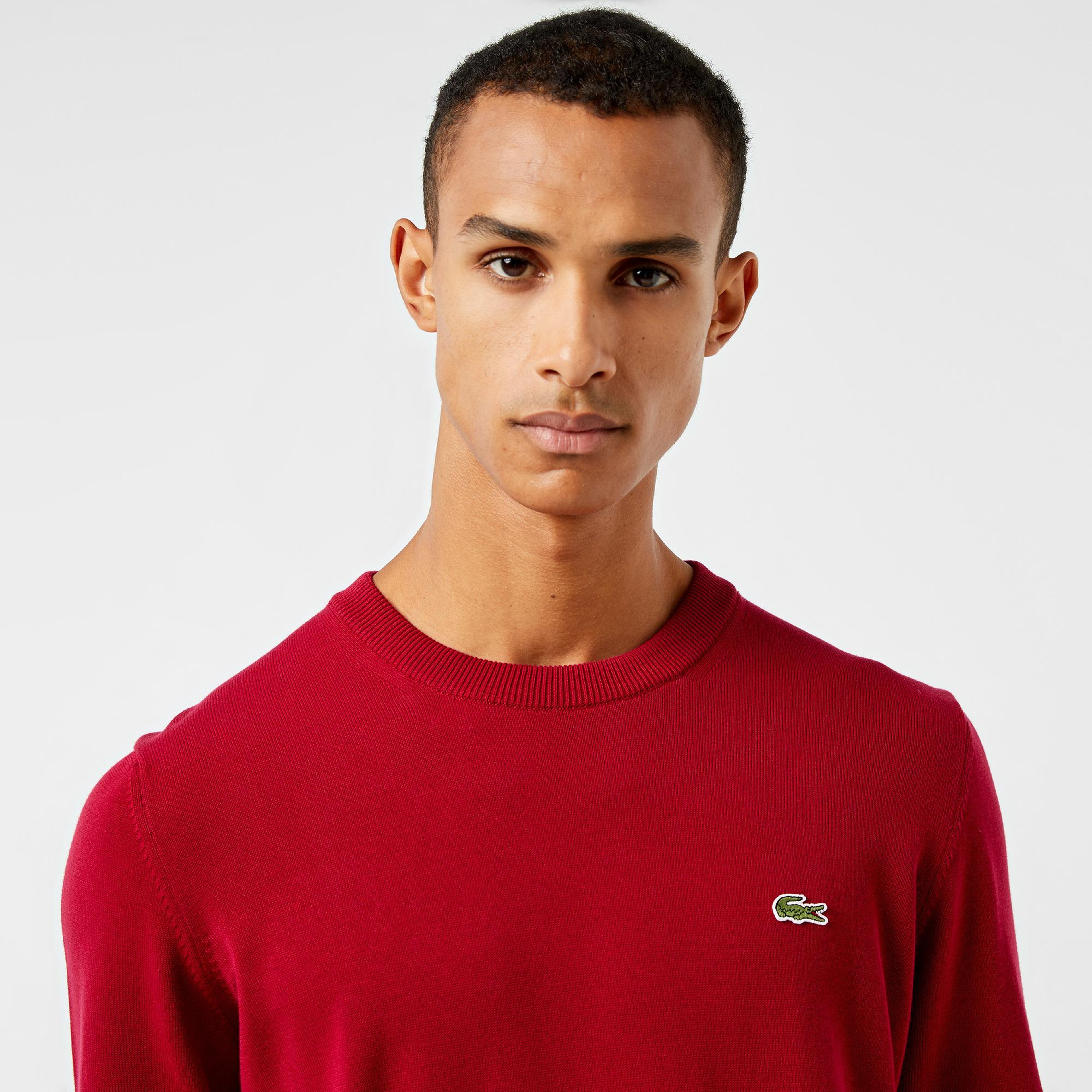 Erkek Regular Fit Bisiklet Yaka Bordo Kazak
